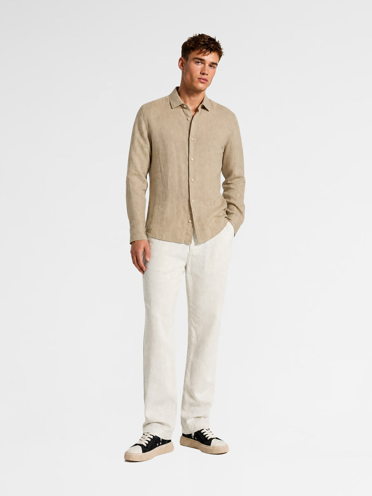 MAISON 9 PARIS Camel Linen Shirt