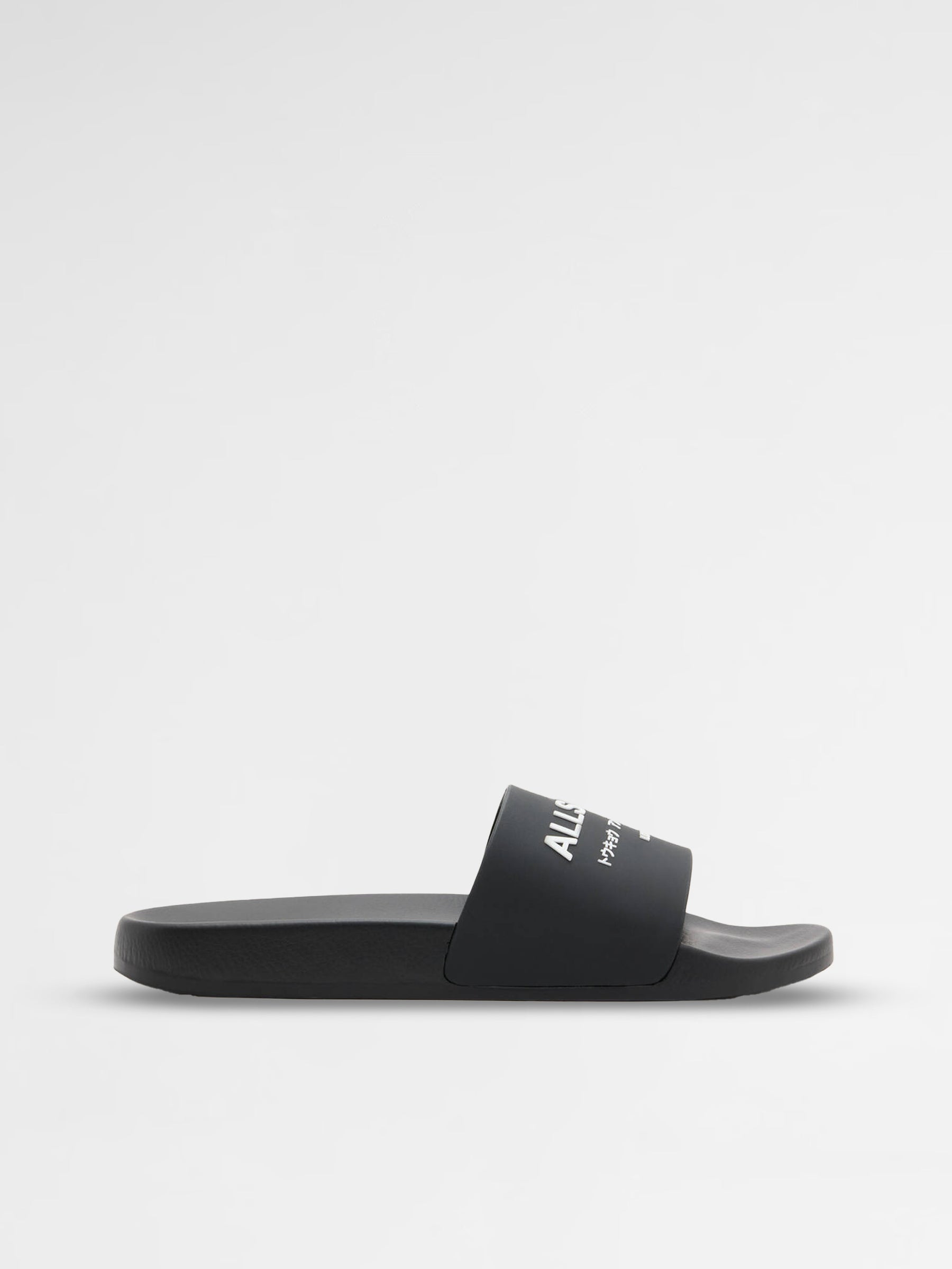 Allsaints Black Underground Logo Slip On Sliders