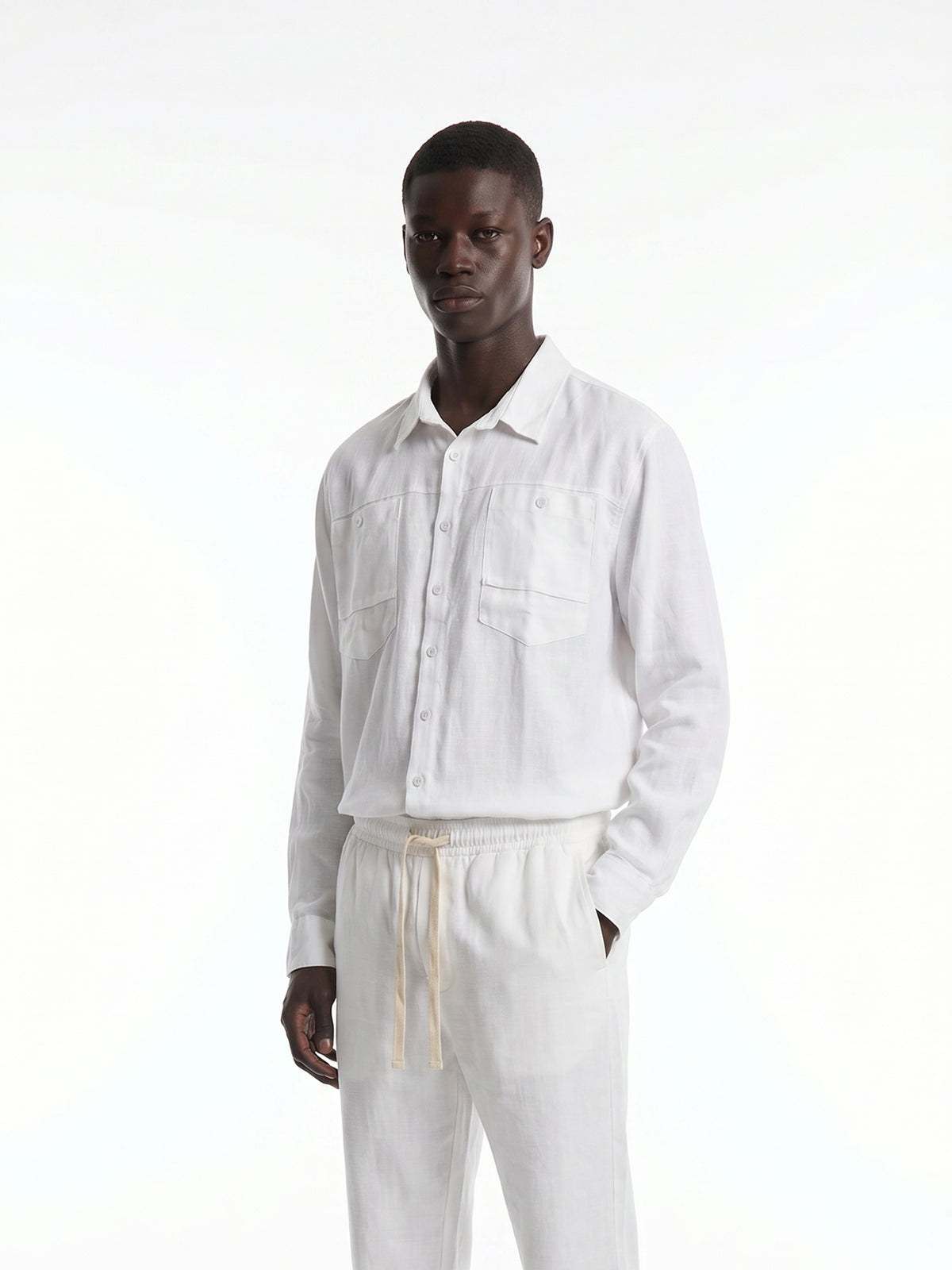 CREW Milano "Corfu" Linen Set Shirt/Pants White