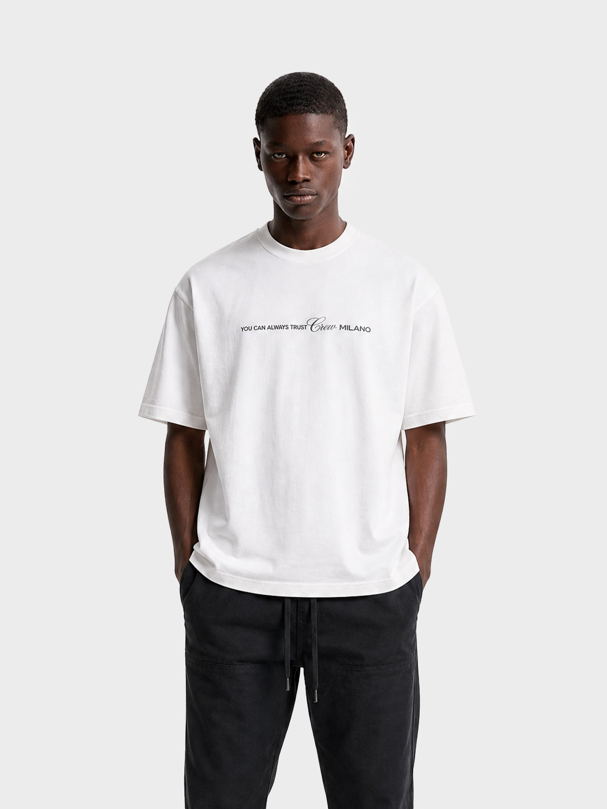 Crew Milano T-Shirt Logo Print CM-37 / WHITE