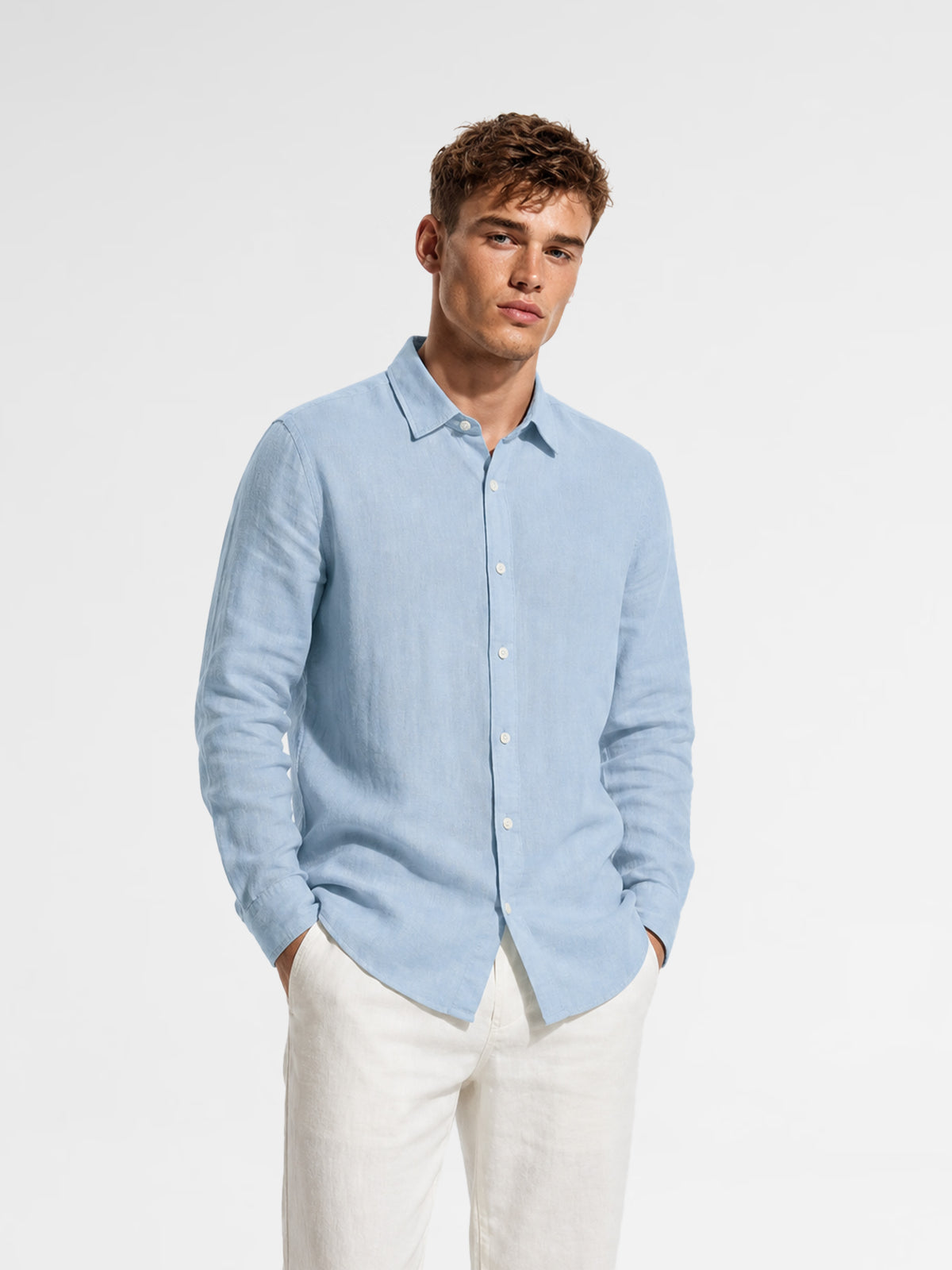 MAISON 9 PARIS Light Blue Linen Shirt