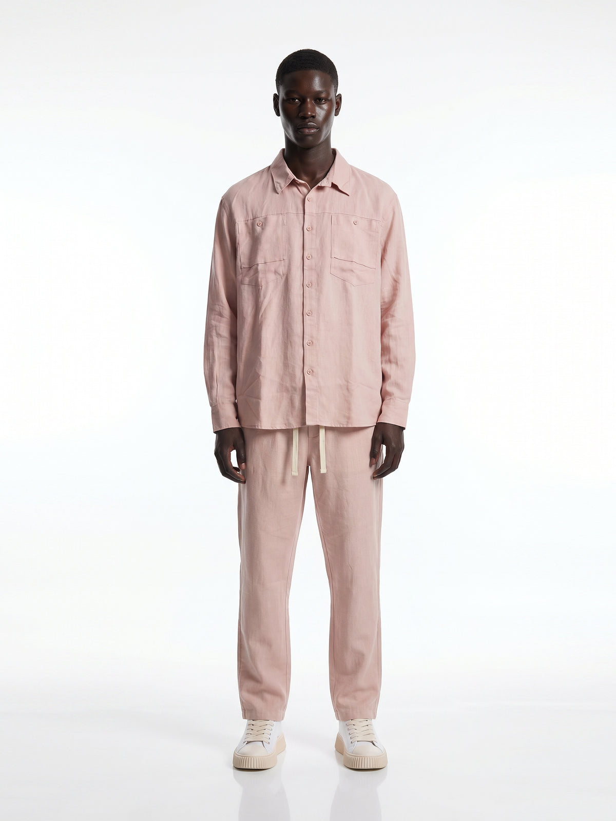 CREW Milano "Corfu" Linen Set Shirt/Pants Pink