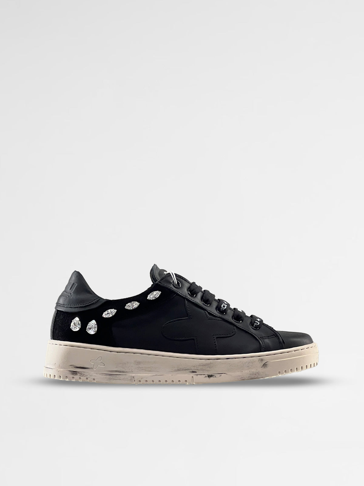 MCU Women Black low-top Sneakers Swarovski Stones