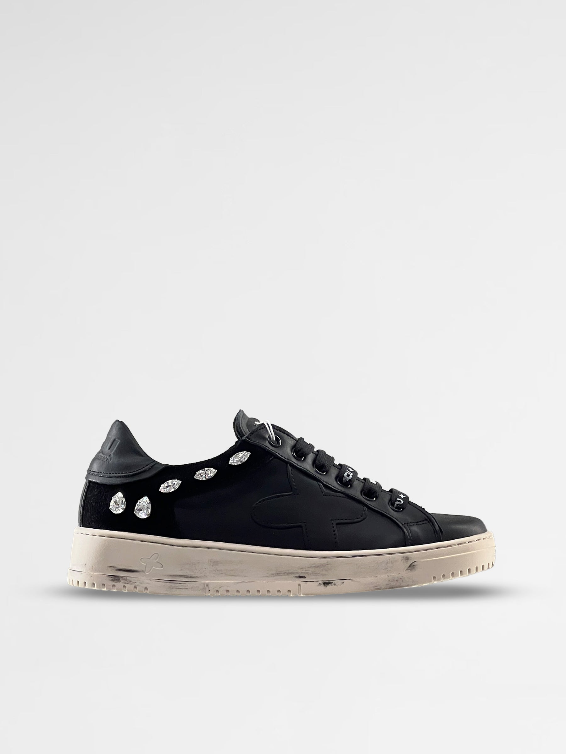 MCU Women Black low-top Sneakers Swarovski Stones