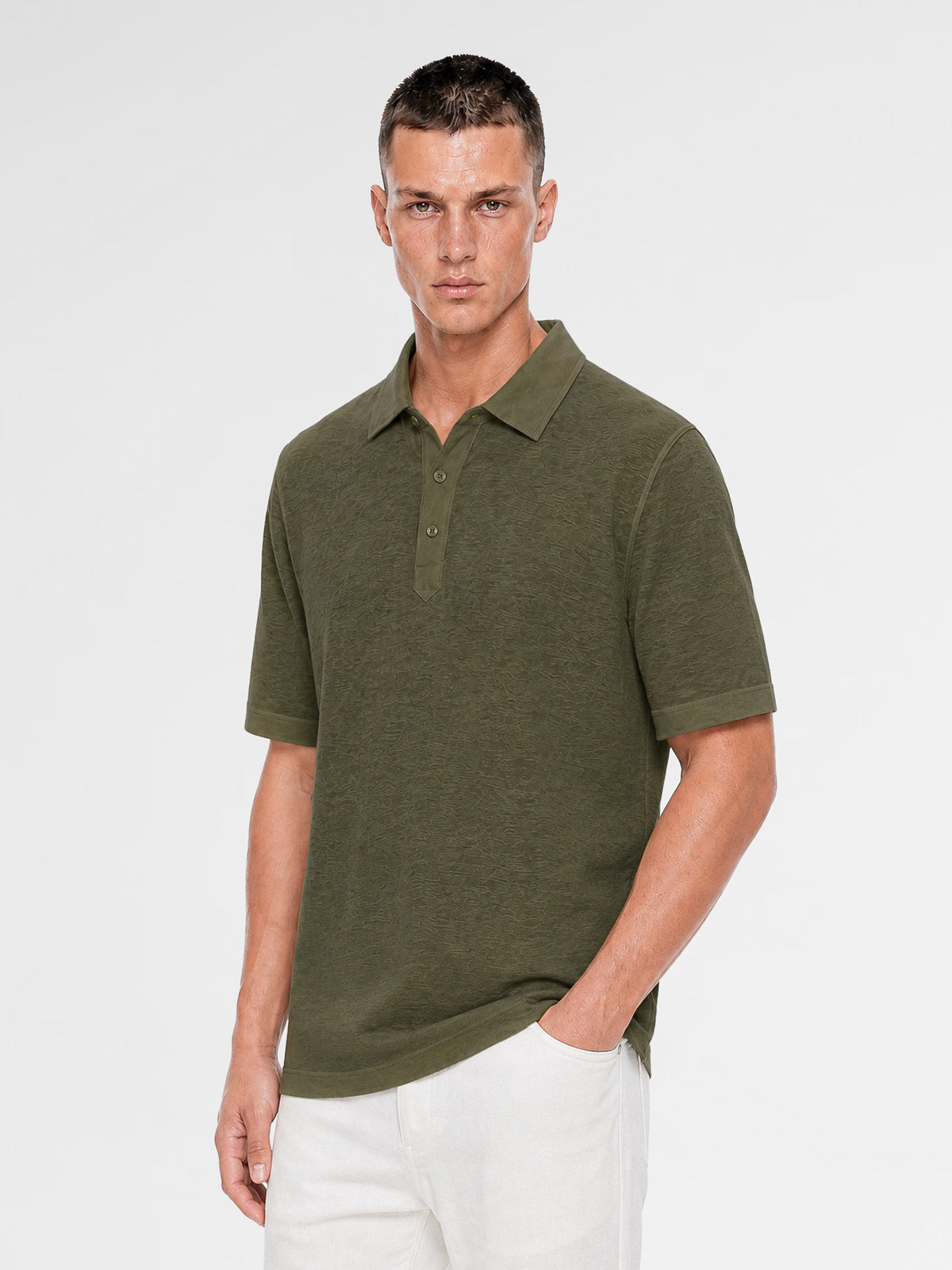 MAISON 9 PARIS Khaki Soft Cotton Polo T-Shirt