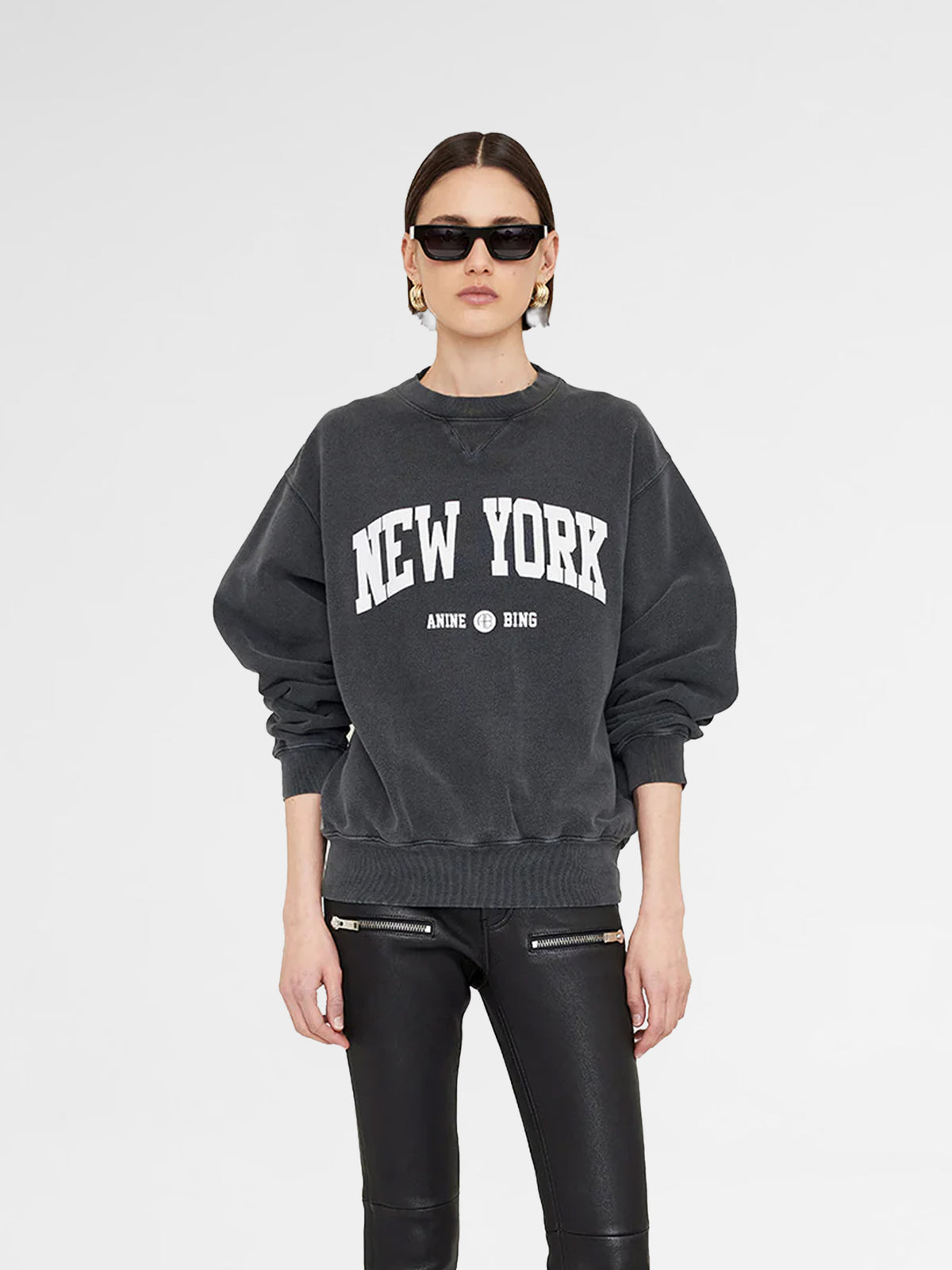 Anine Bing Ramona Sweatshirt University New York - Washed Black