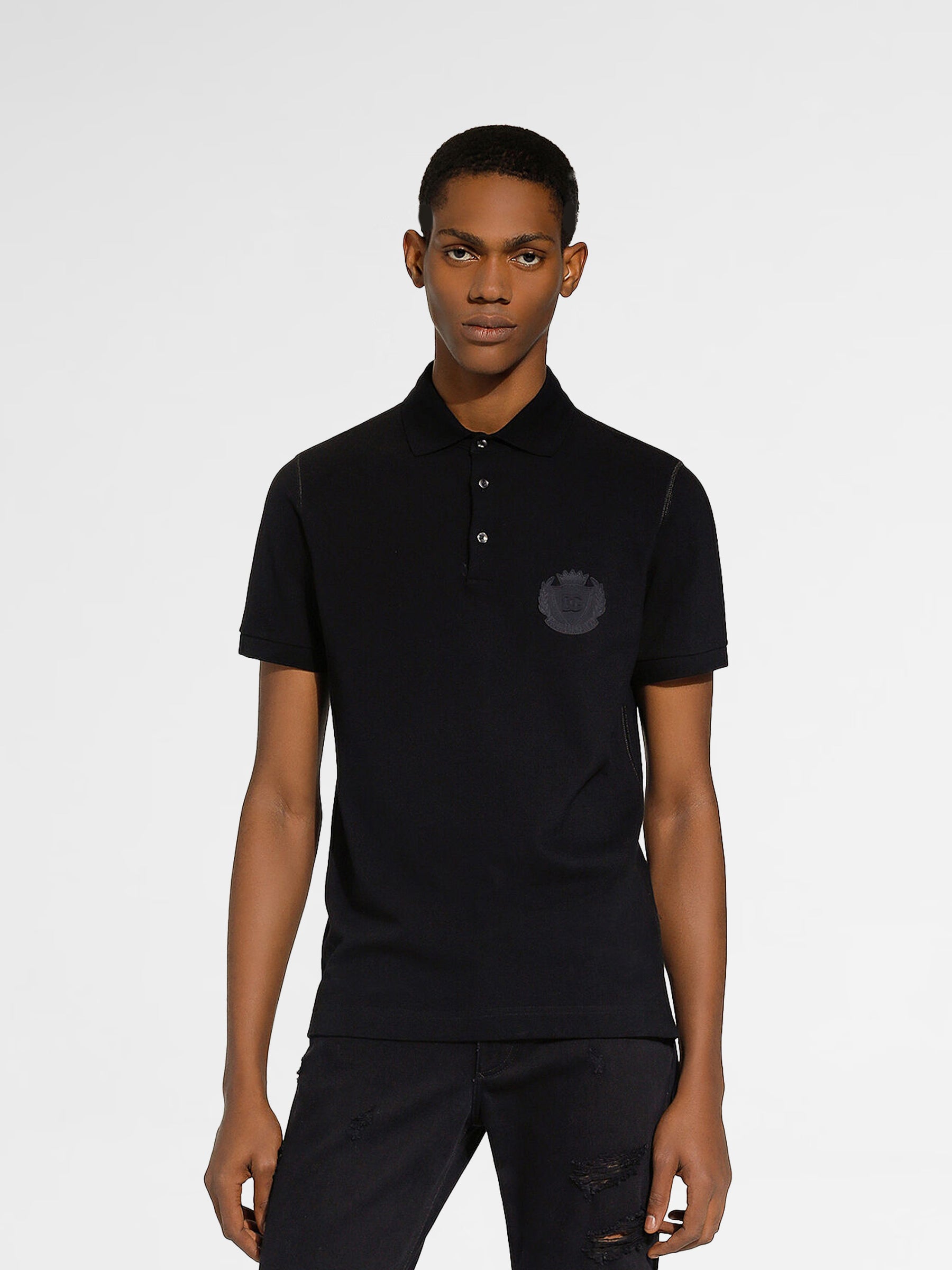 Dolce & Gabbana Cotton polo-shirt with DG logo embroidery