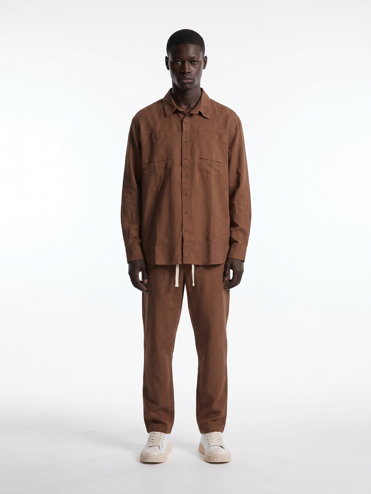 CREW Milano "Corfu" Linen Set Shirt/Pants Brown