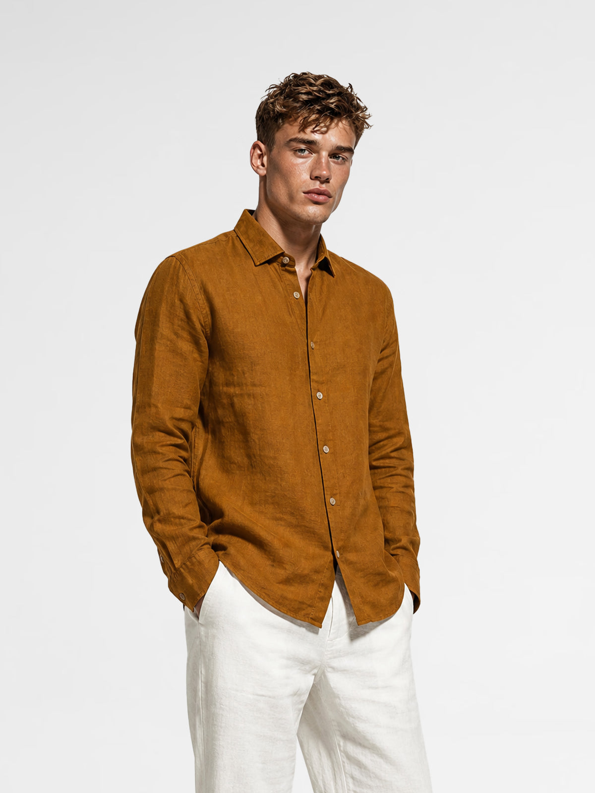 MAISON 9 PARIS Dark Tile Linen Shirt