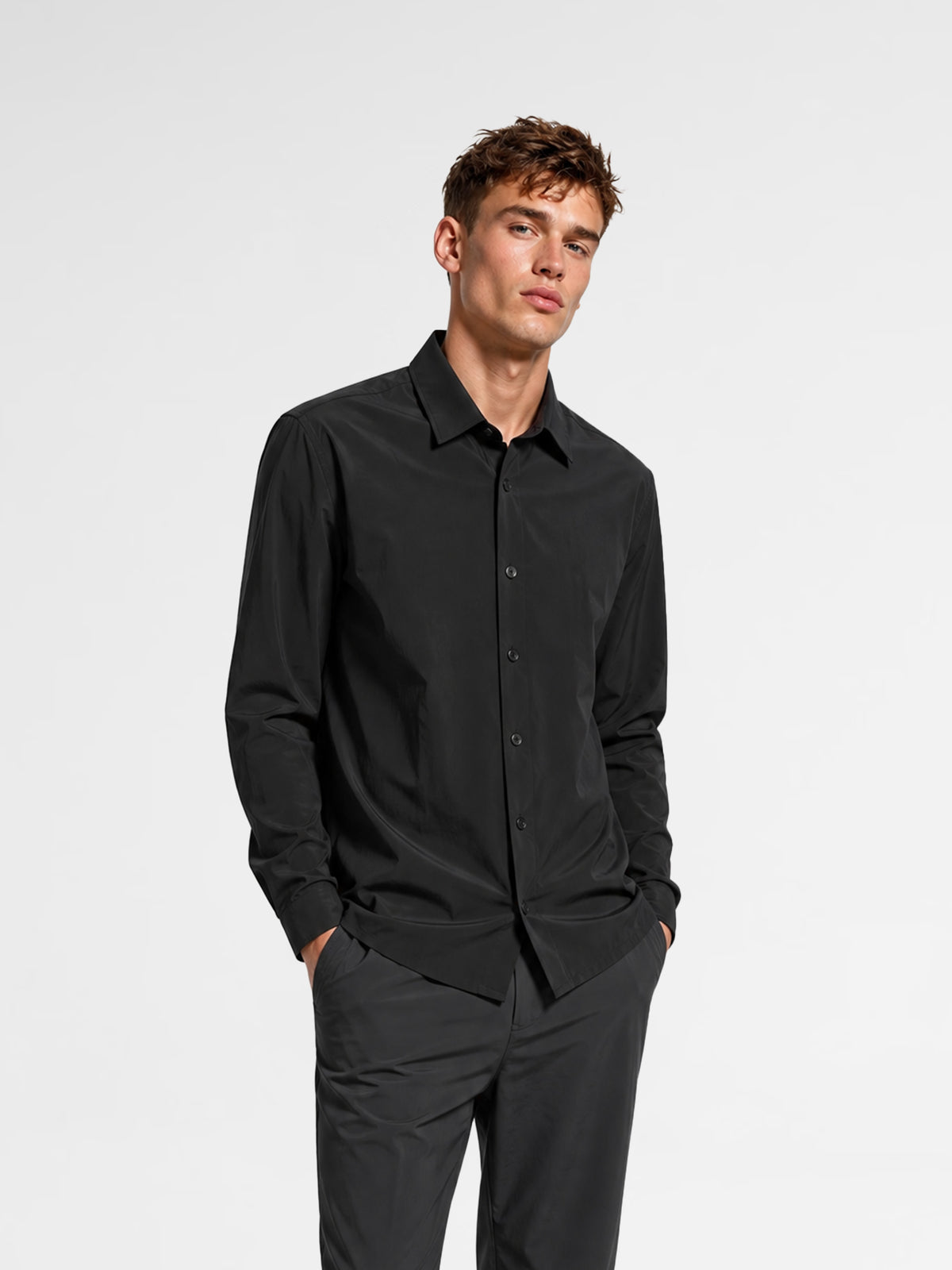 MAISON 9 PARIS Black High End Nylon Shirt
