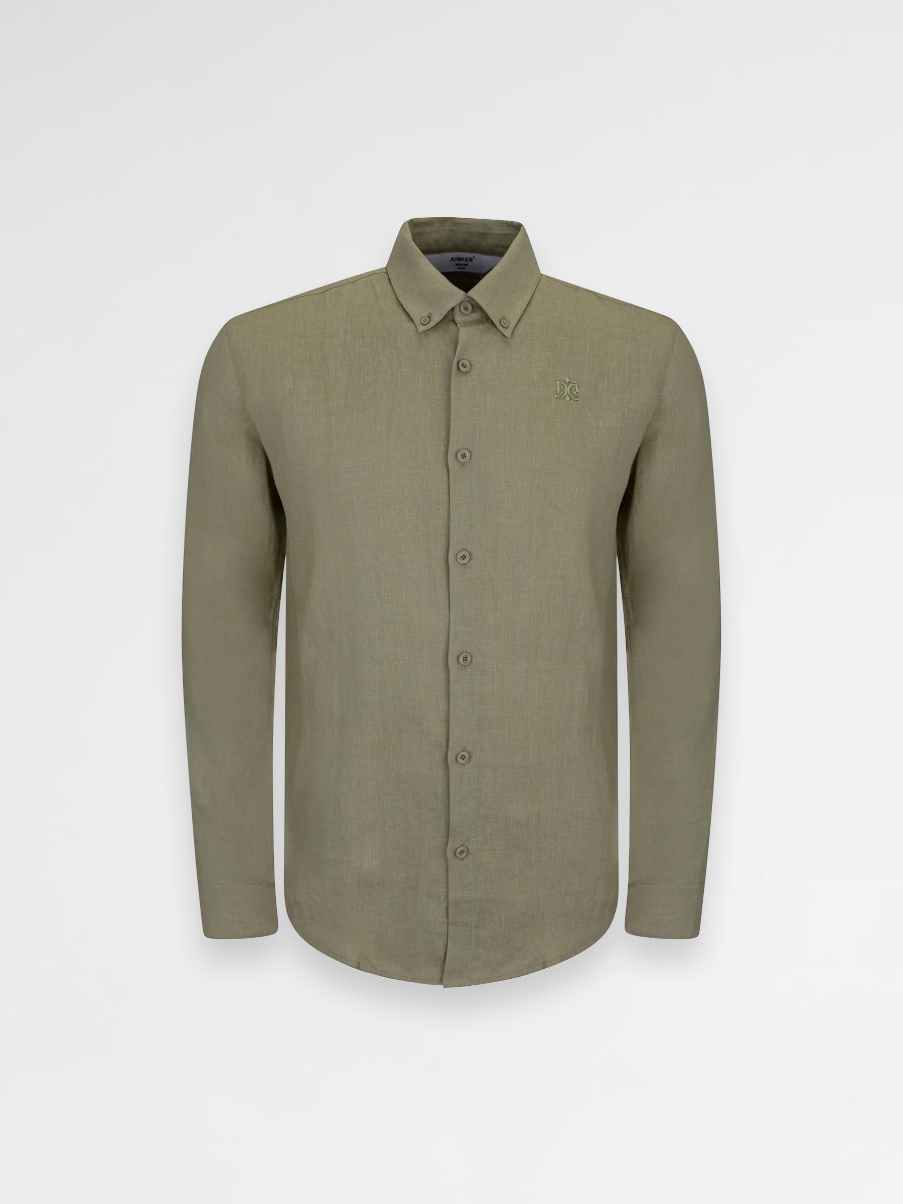 Ainker Linen Green 402 Button Shirt