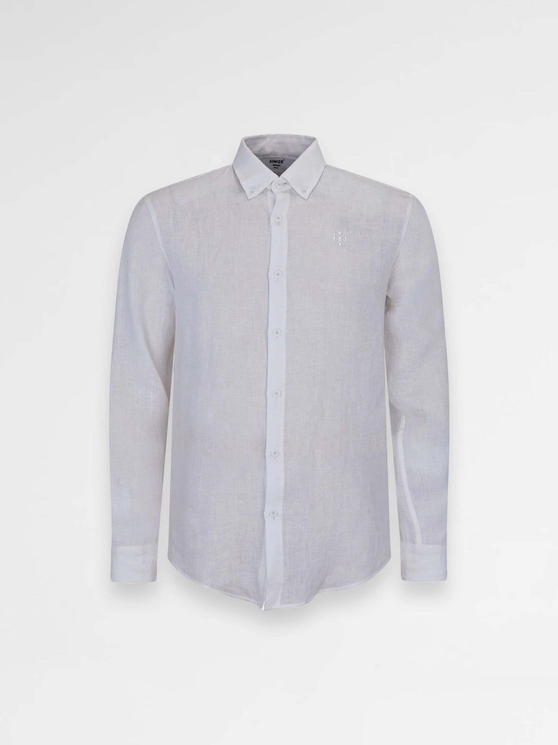 Ainker Linen White 402 Button Shirt