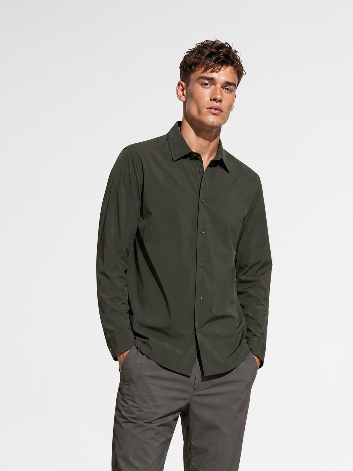 MAISON 9 PARIS Khaki High End Nylon Shirt