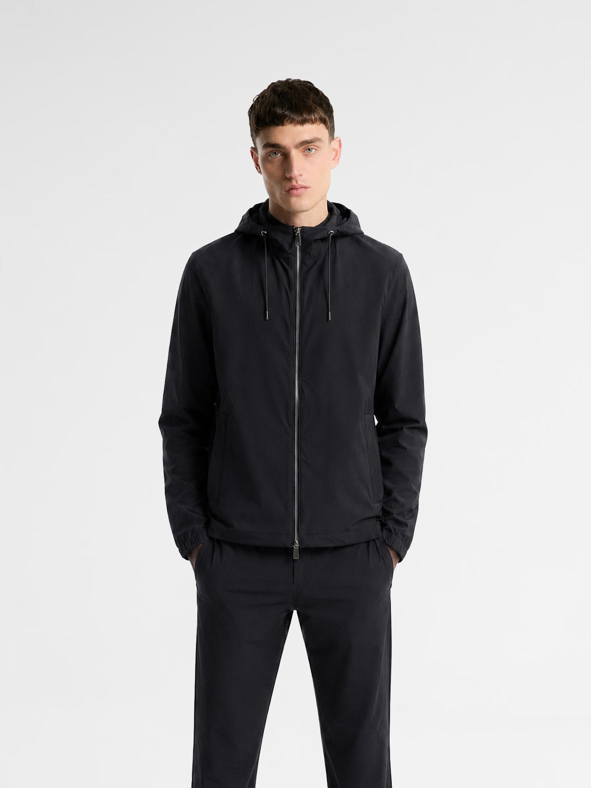 MAISON 9 PARIS Black Zipper Nylon Windbreaker Jacket