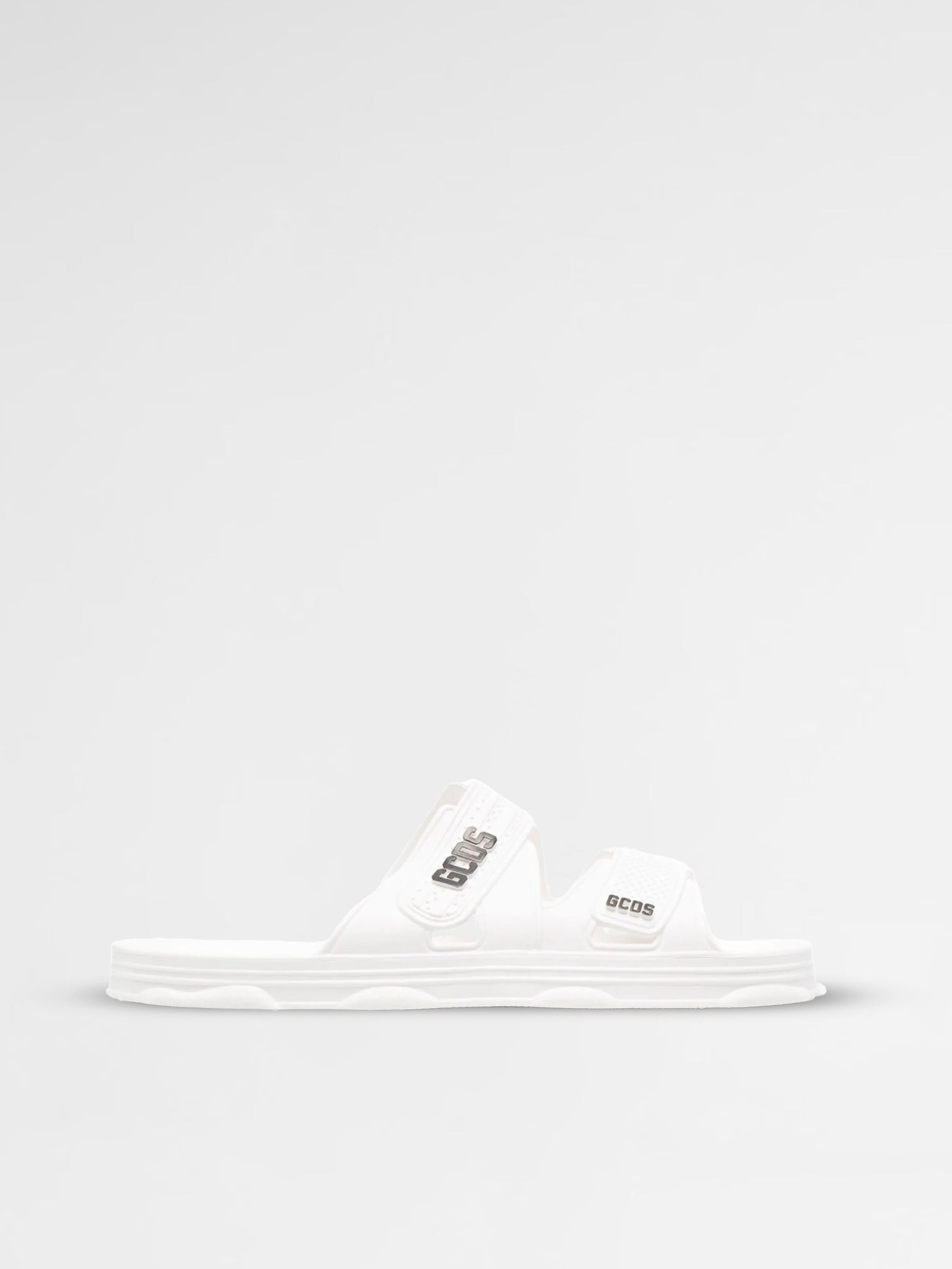 Gcds Logo-Strap White Sandals