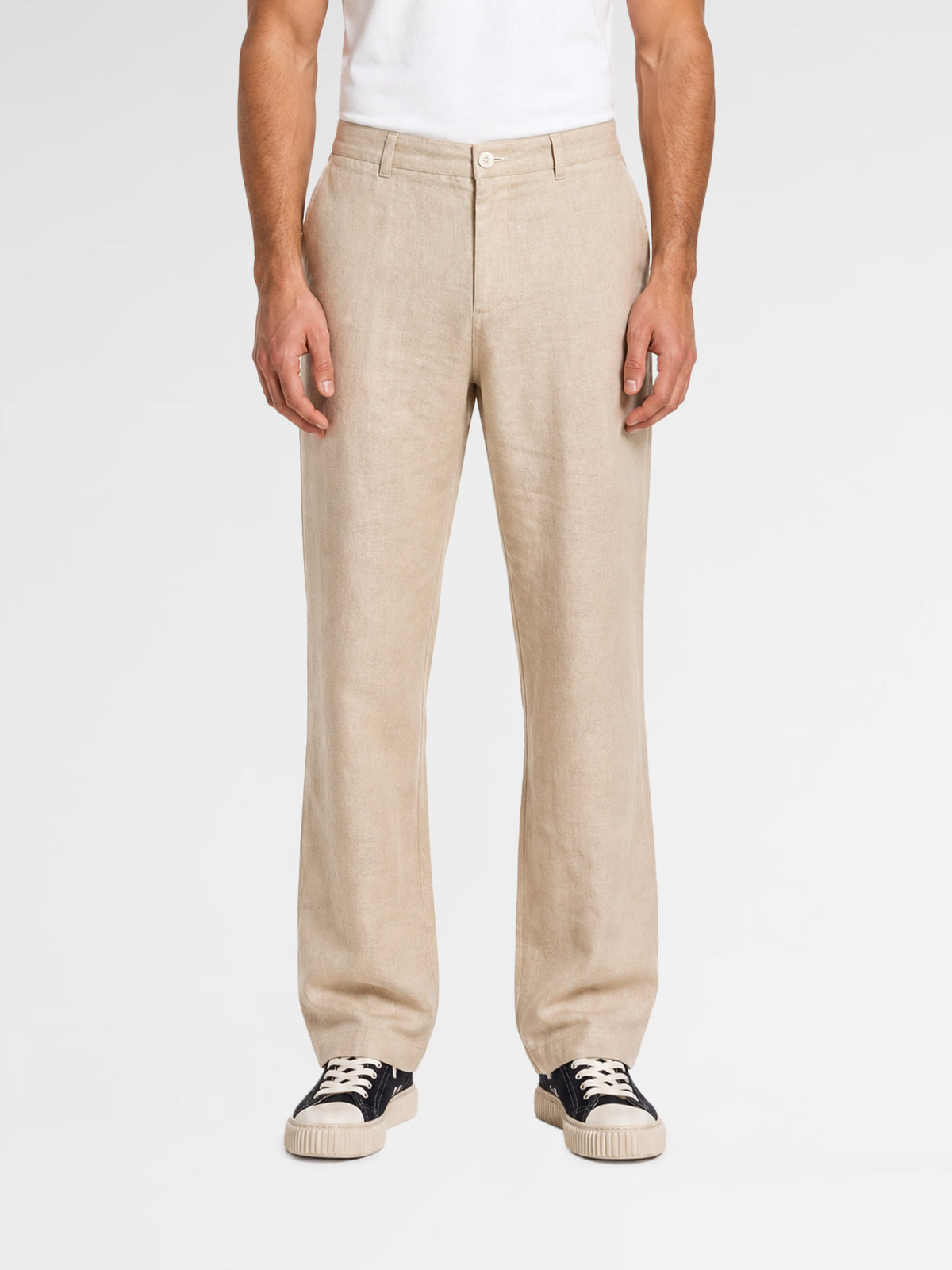 MAISON 9 PARIS Dark Beige Linen Trousers Pants