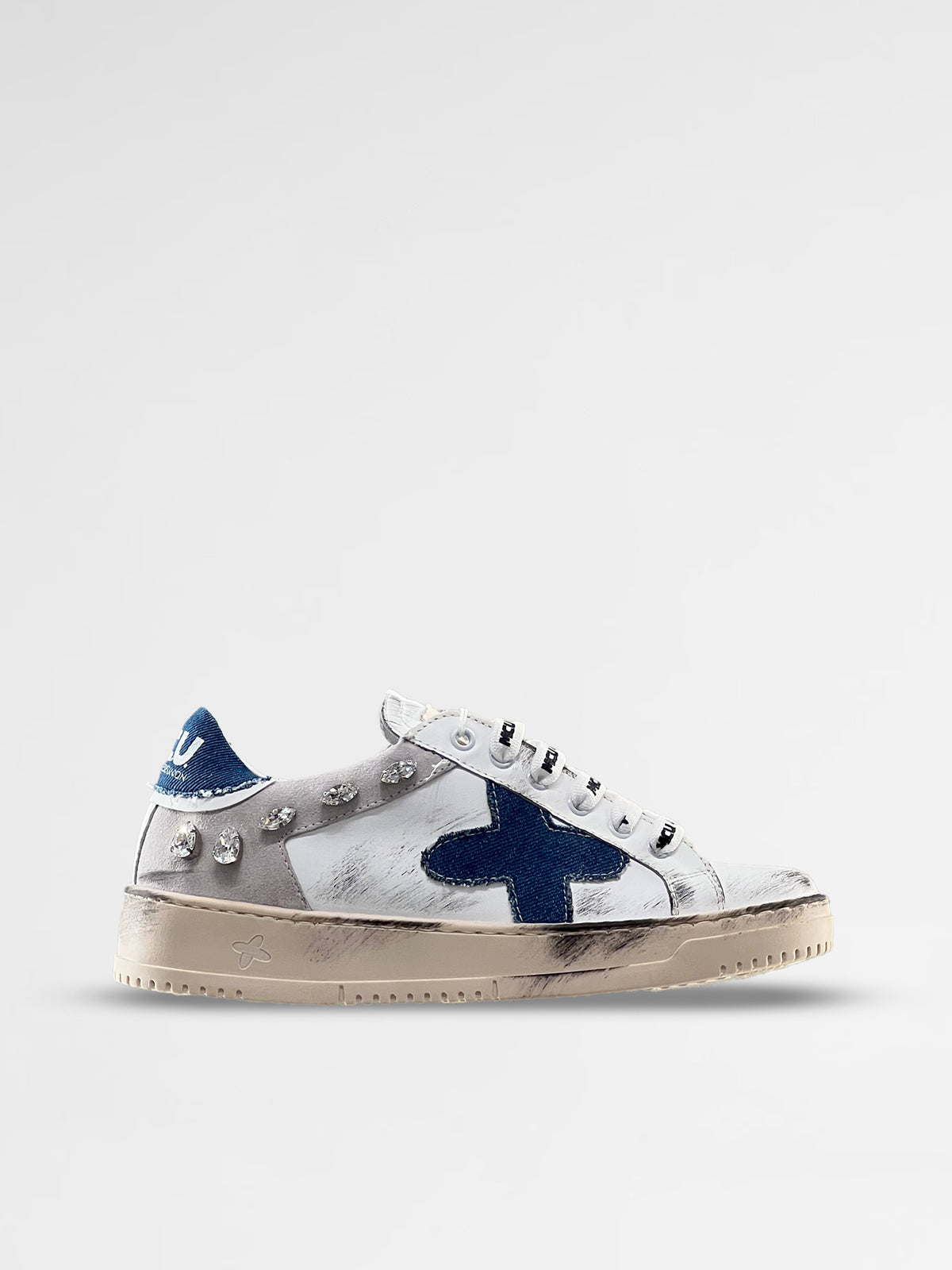 MCU Women Blue low-top Sneakers Swarovski Stones