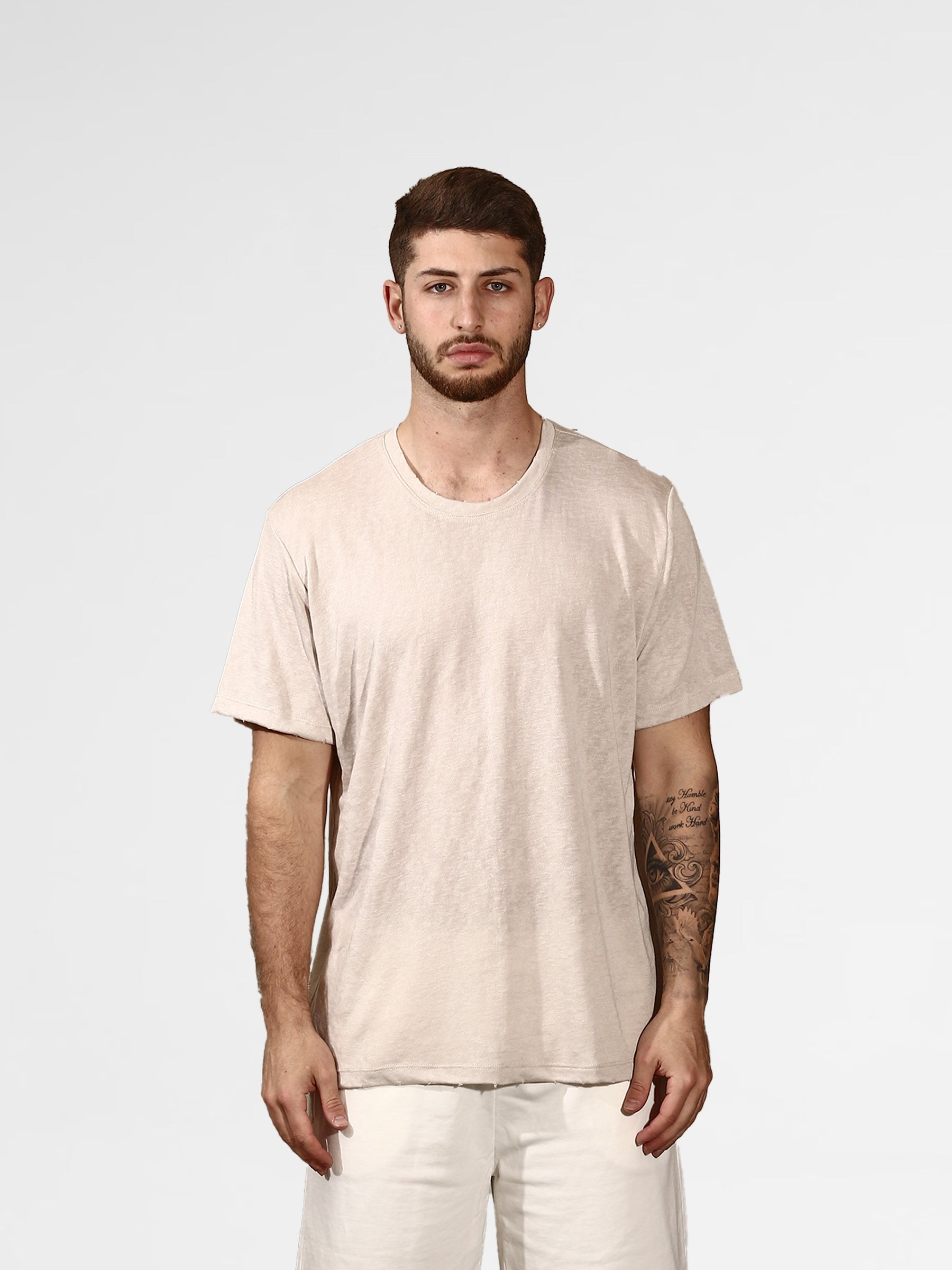 CREW Milano Linen T-Shirt Beige