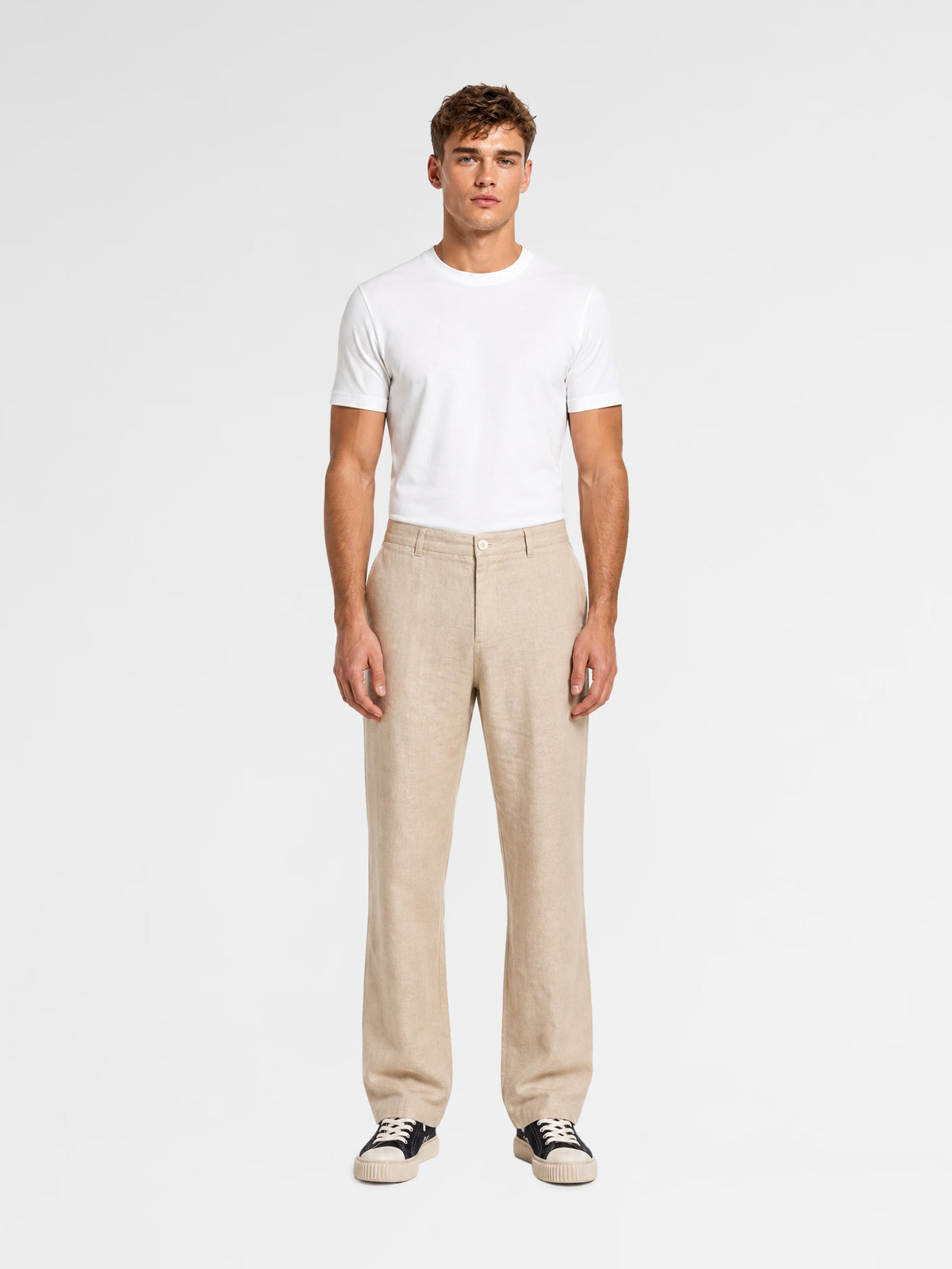 MAISON 9 PARIS Dark Beige Linen Trousers Pants