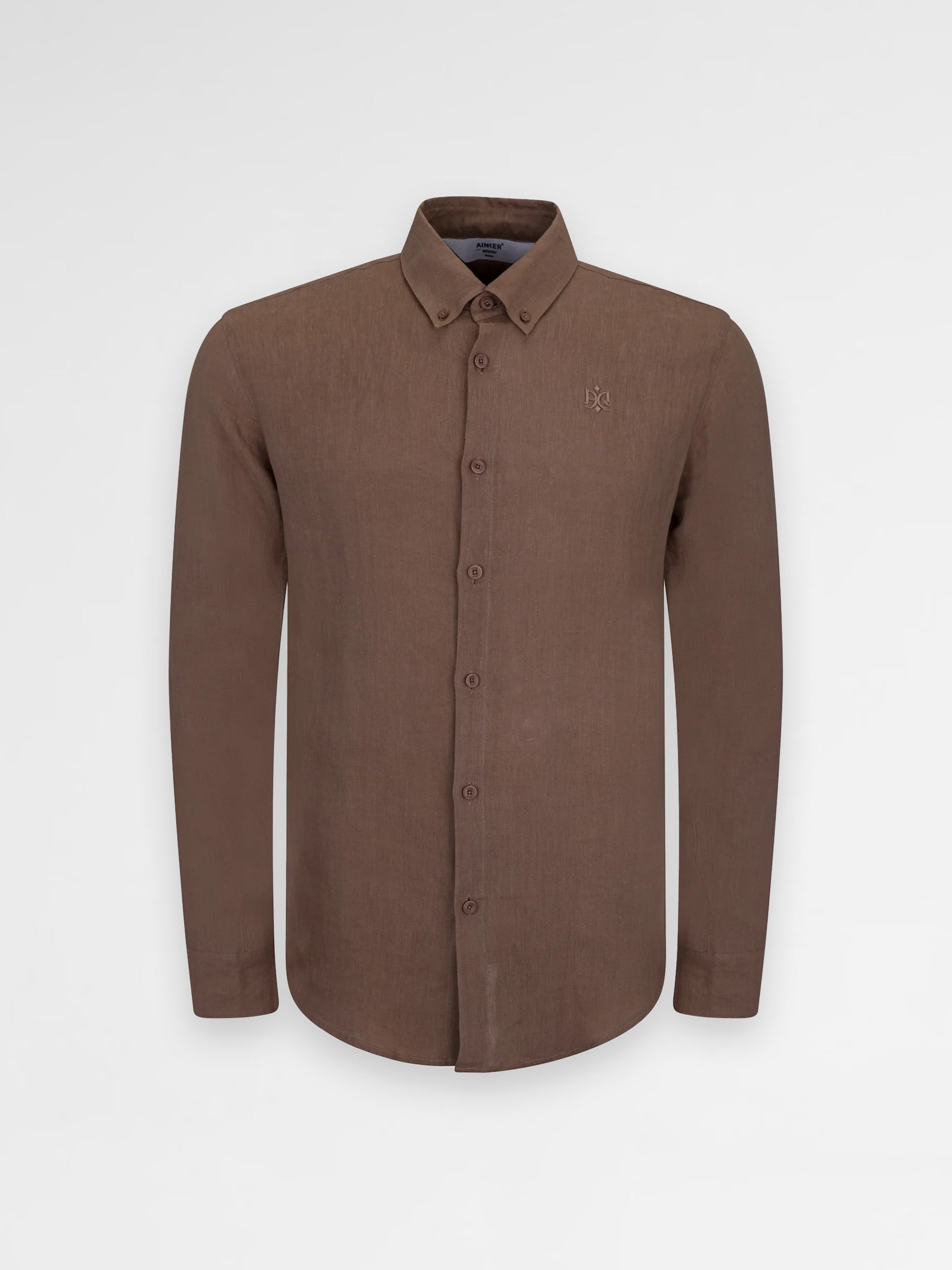 Ainker Linen Mocha 402 Button Shirt