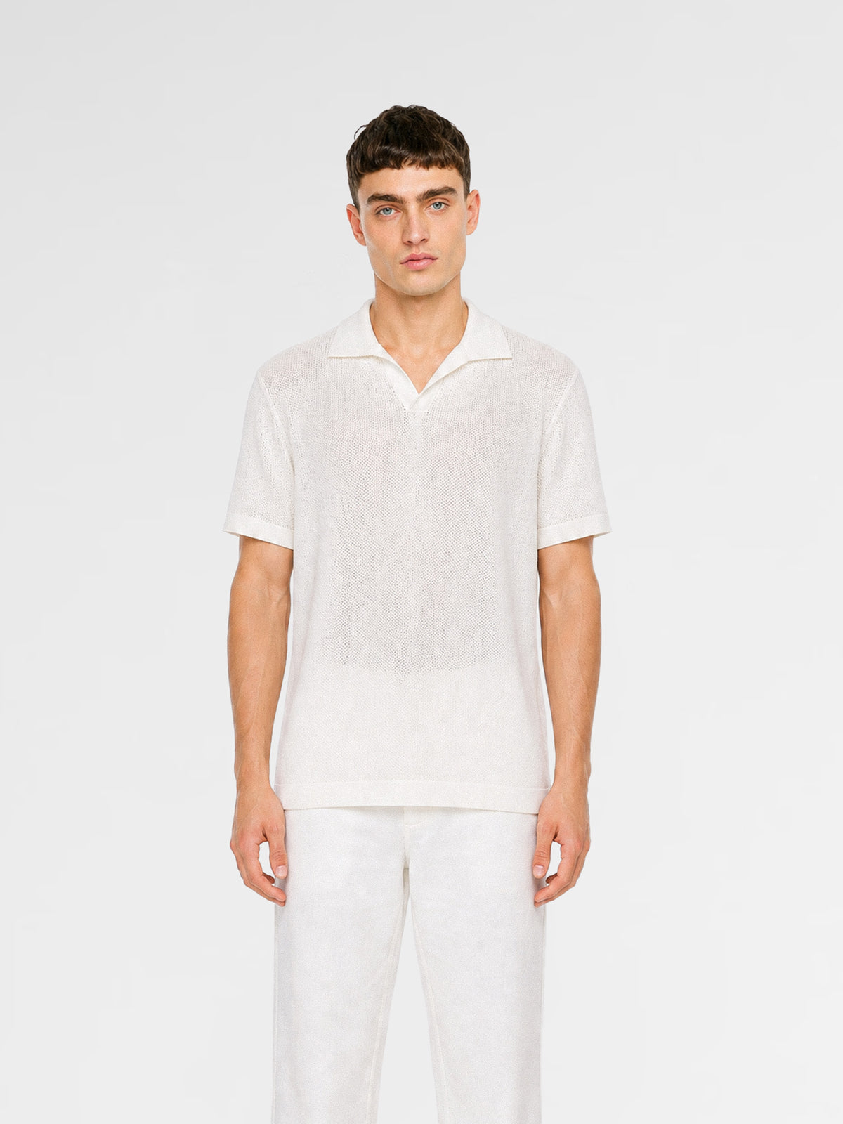 MAISON 9 PARIS White Knit Polo T-Shirt