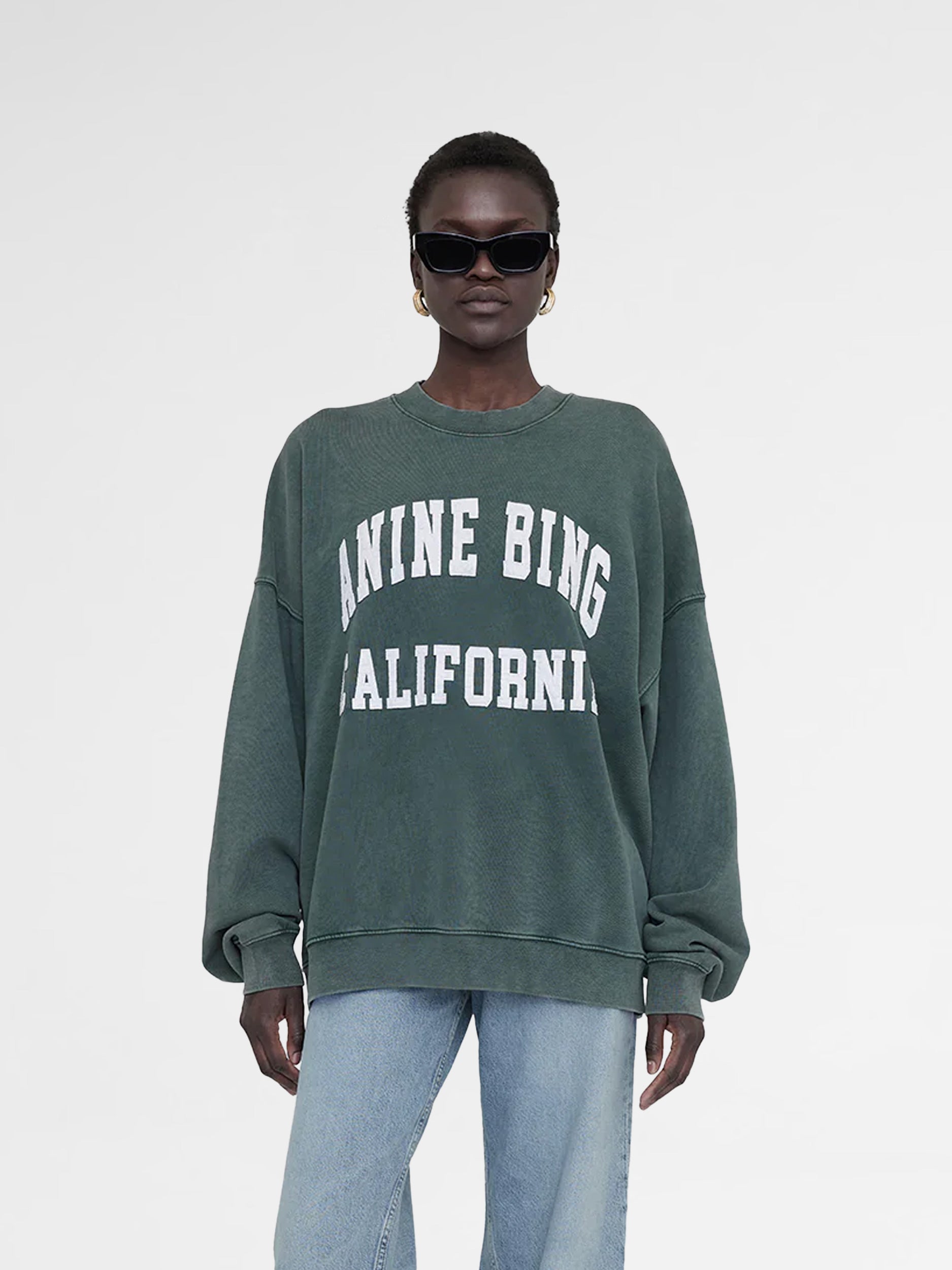 Anine Bing Miles Chenille Signature Sweatshirt in Burgundy