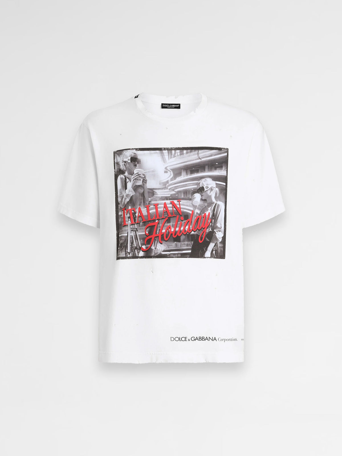 Dolce & Gabbana Cotton T-shirt with Italian Holiday print