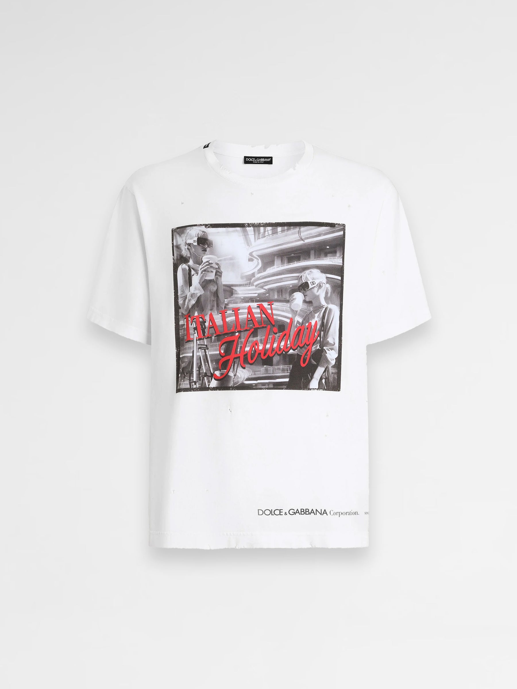 Dolce & Gabbana Cotton T-shirt with Italian Holiday print
