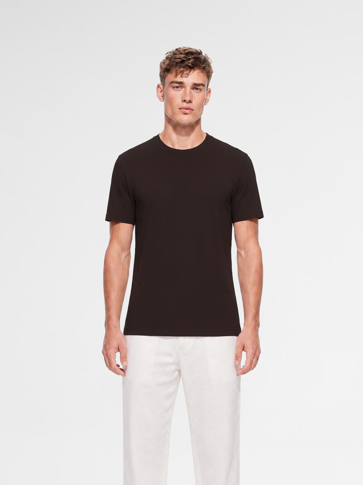 MAISON 9 PARIS Brown Mercerized Cotton T-Shirt