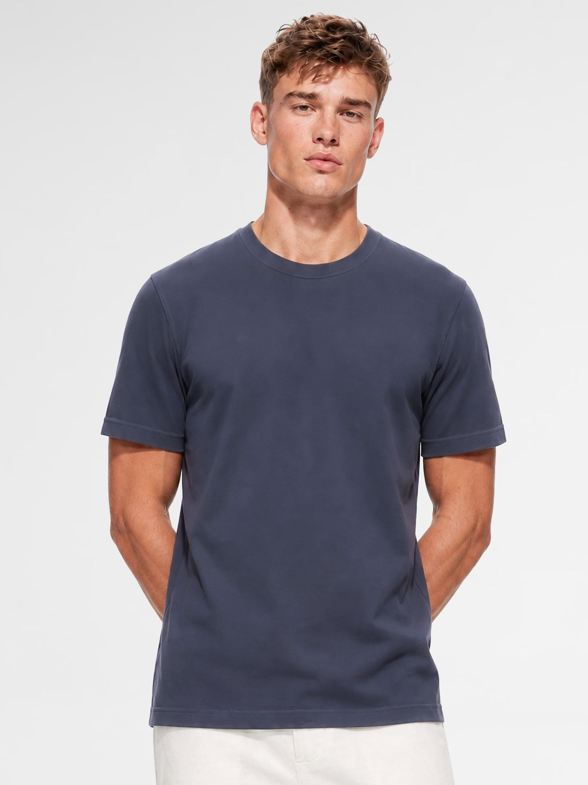 MAISON 9 PARIS Navy Mercerized Cotton T-Shirt