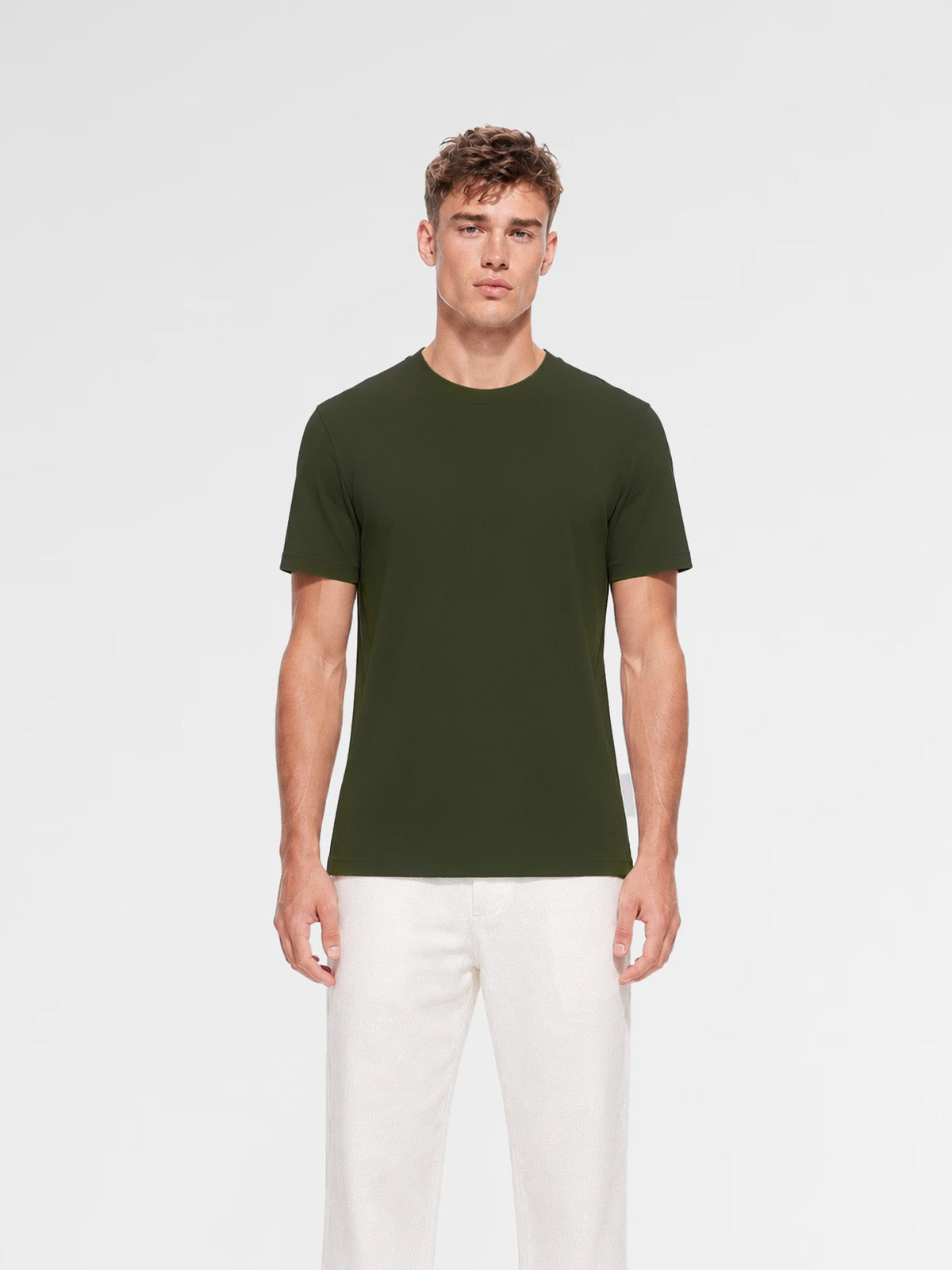 MAISON 9 PARIS Khaki Mercerized Cotton T-Shirt
