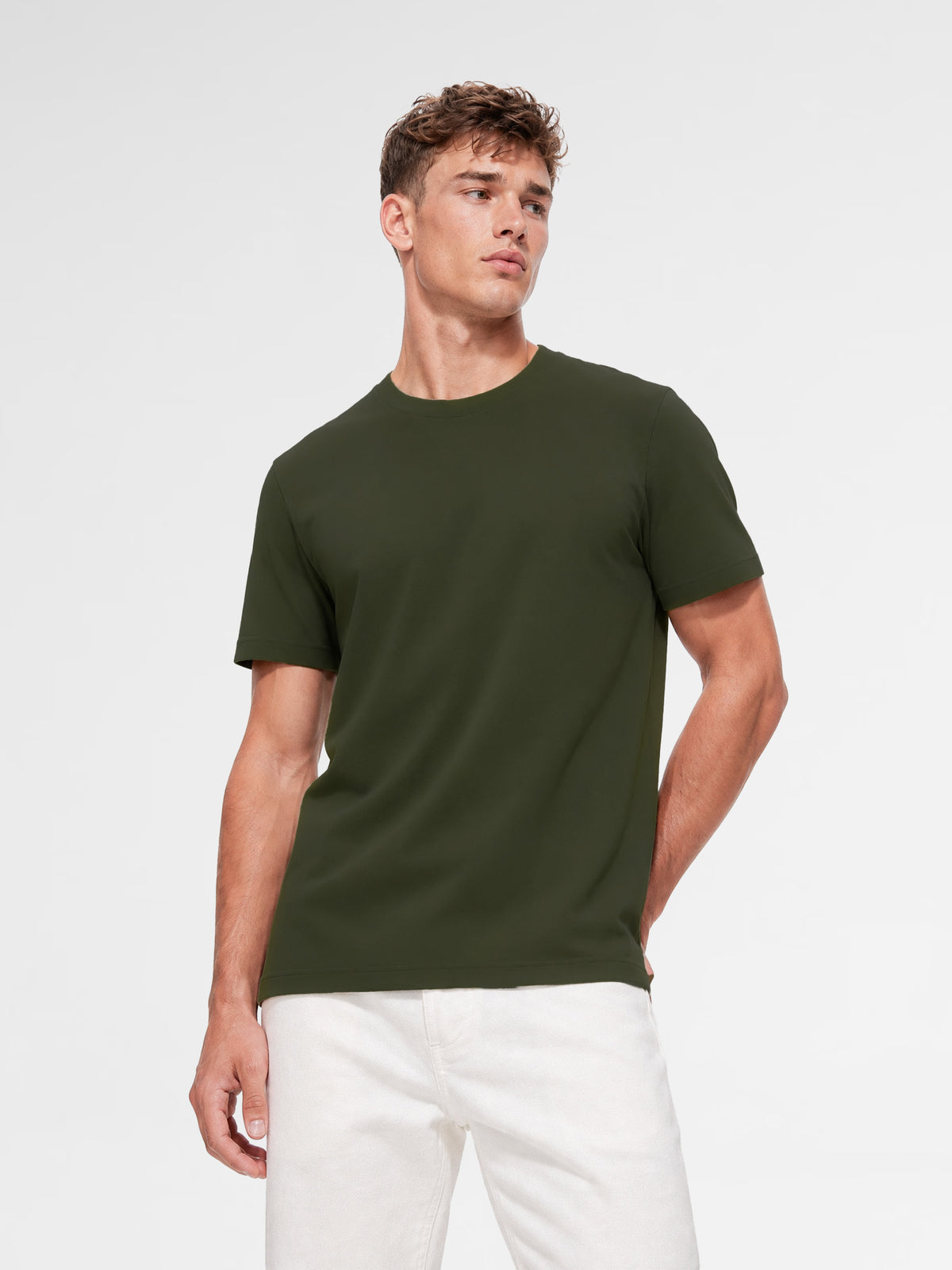 MAISON 9 PARIS Khaki Mercerized Cotton T-Shirt