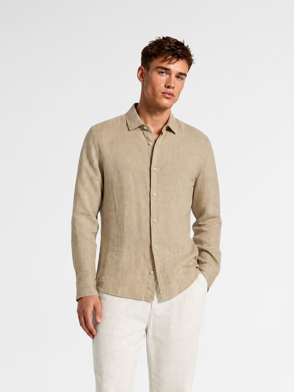 MAISON 9 PARIS Camel Linen Shirt
