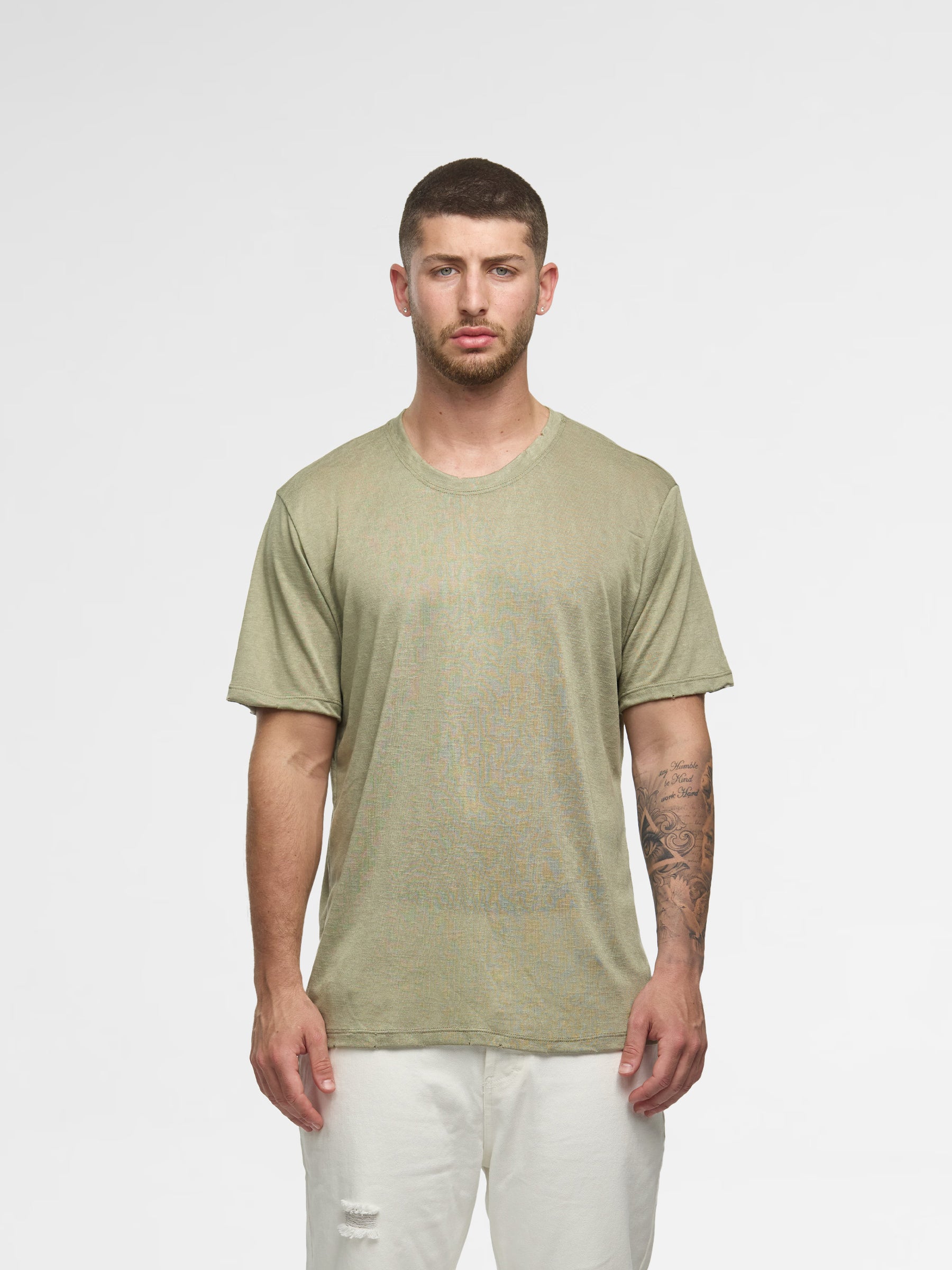 CREW Milano Linen T-Shirt Light Green