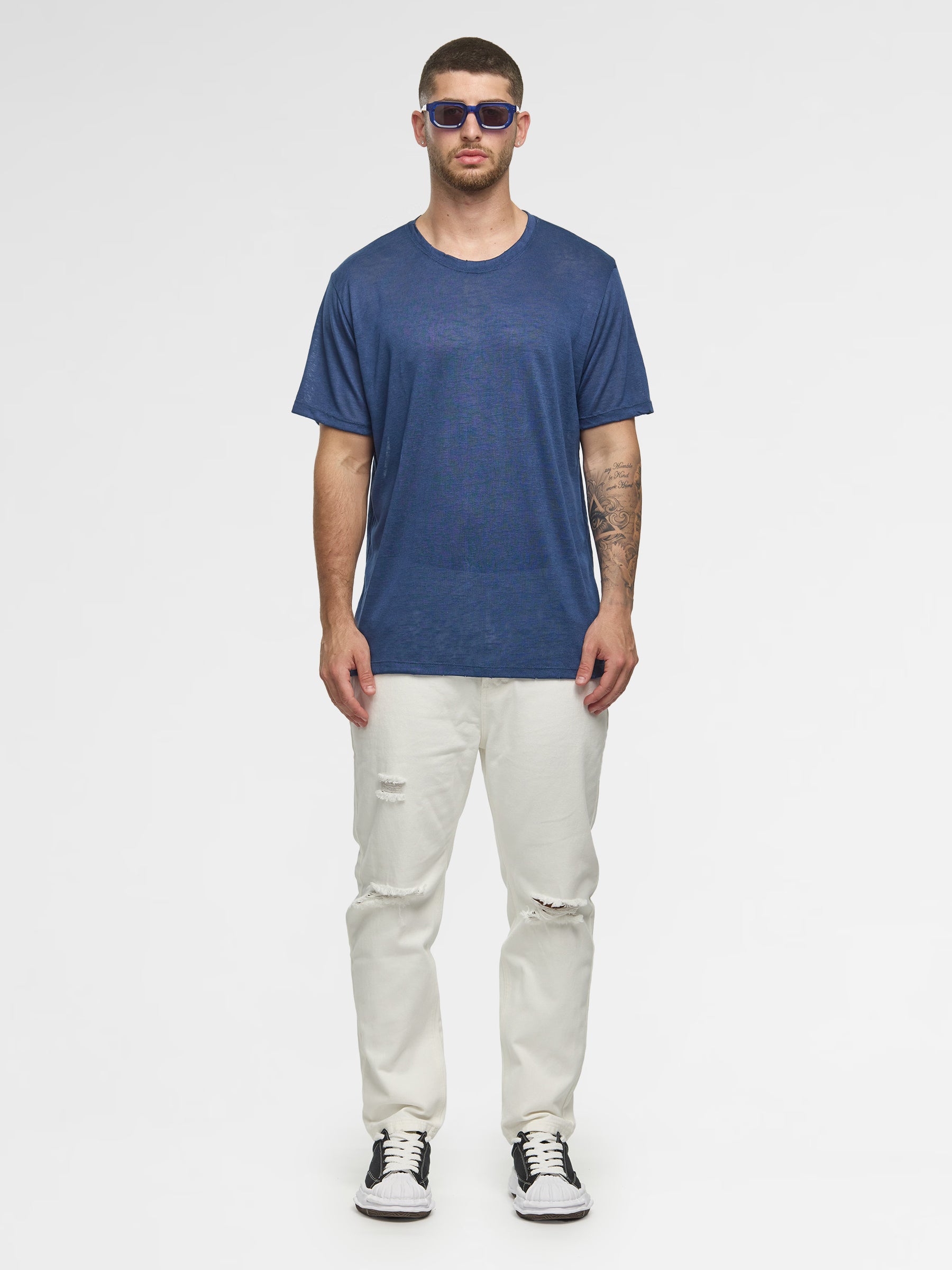 CREW Milano Linen T-Shirt Navy