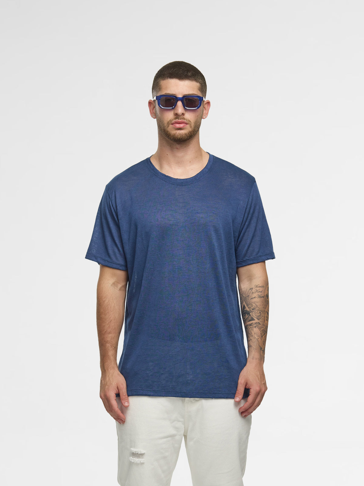 CREW Milano Linen T-Shirt Navy