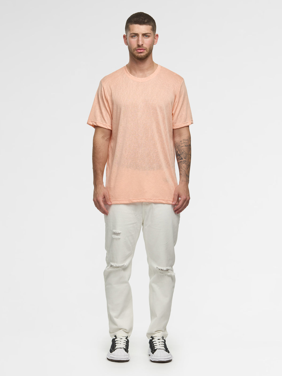 CREW Milano Linen T-Shirt Peach