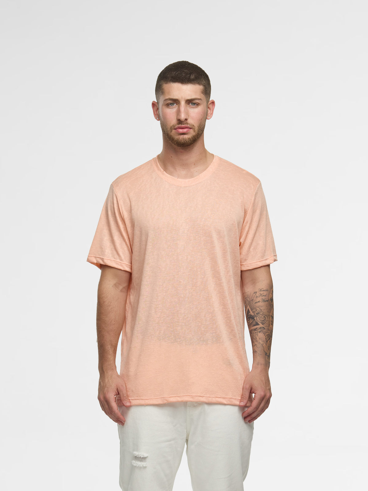 CREW Milano Linen T-Shirt Peach