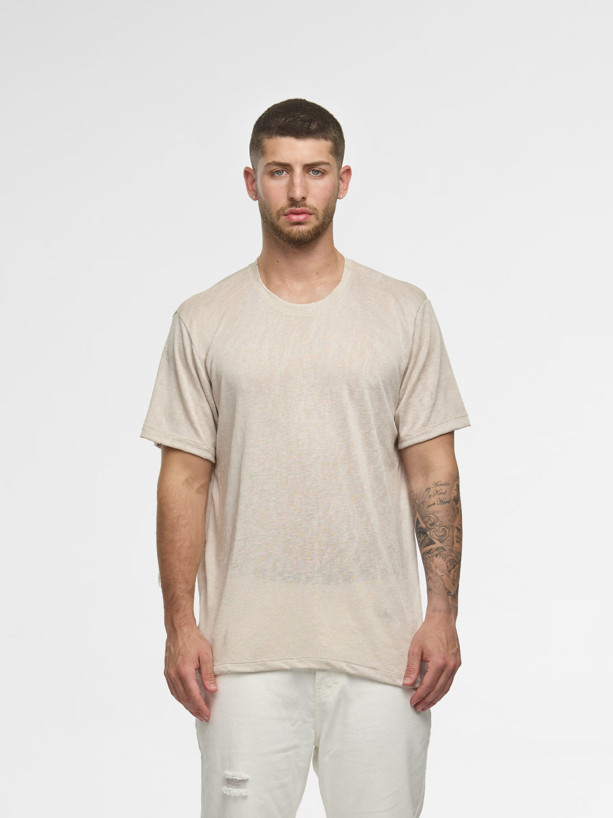 CREW Milano Linen T-Shirt Beige