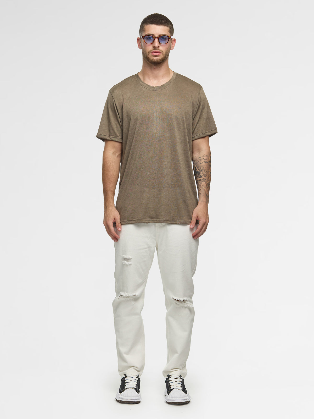 CREW Milano Linen T-Shirt Khaki