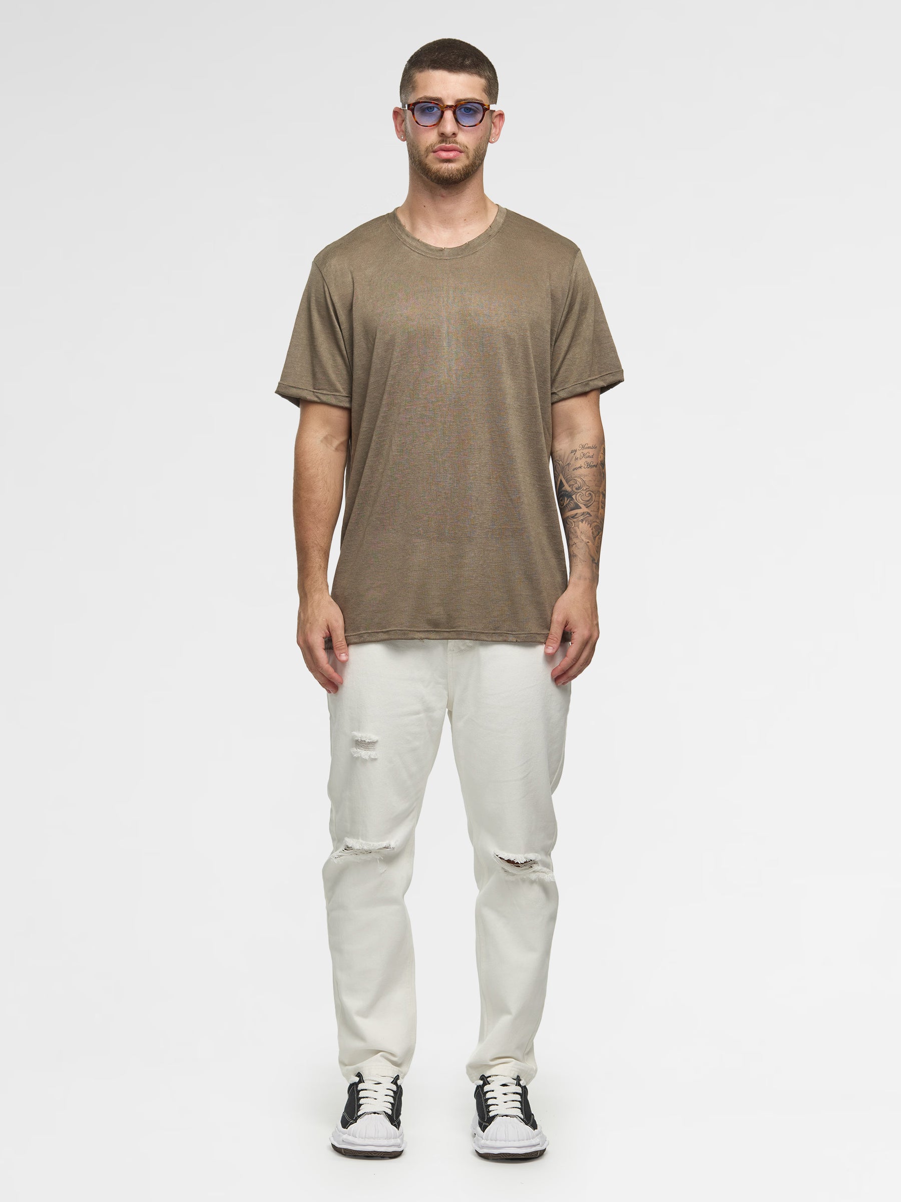 CREW Milano Linen T-Shirt Khaki