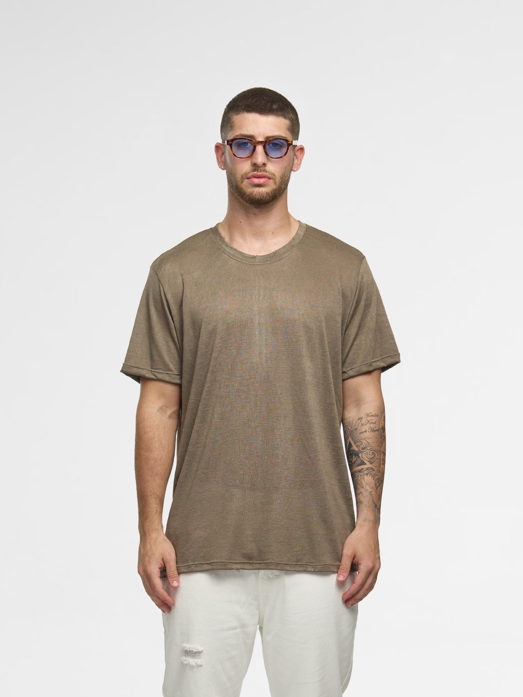 CREW Milano Linen T-Shirt Khaki
