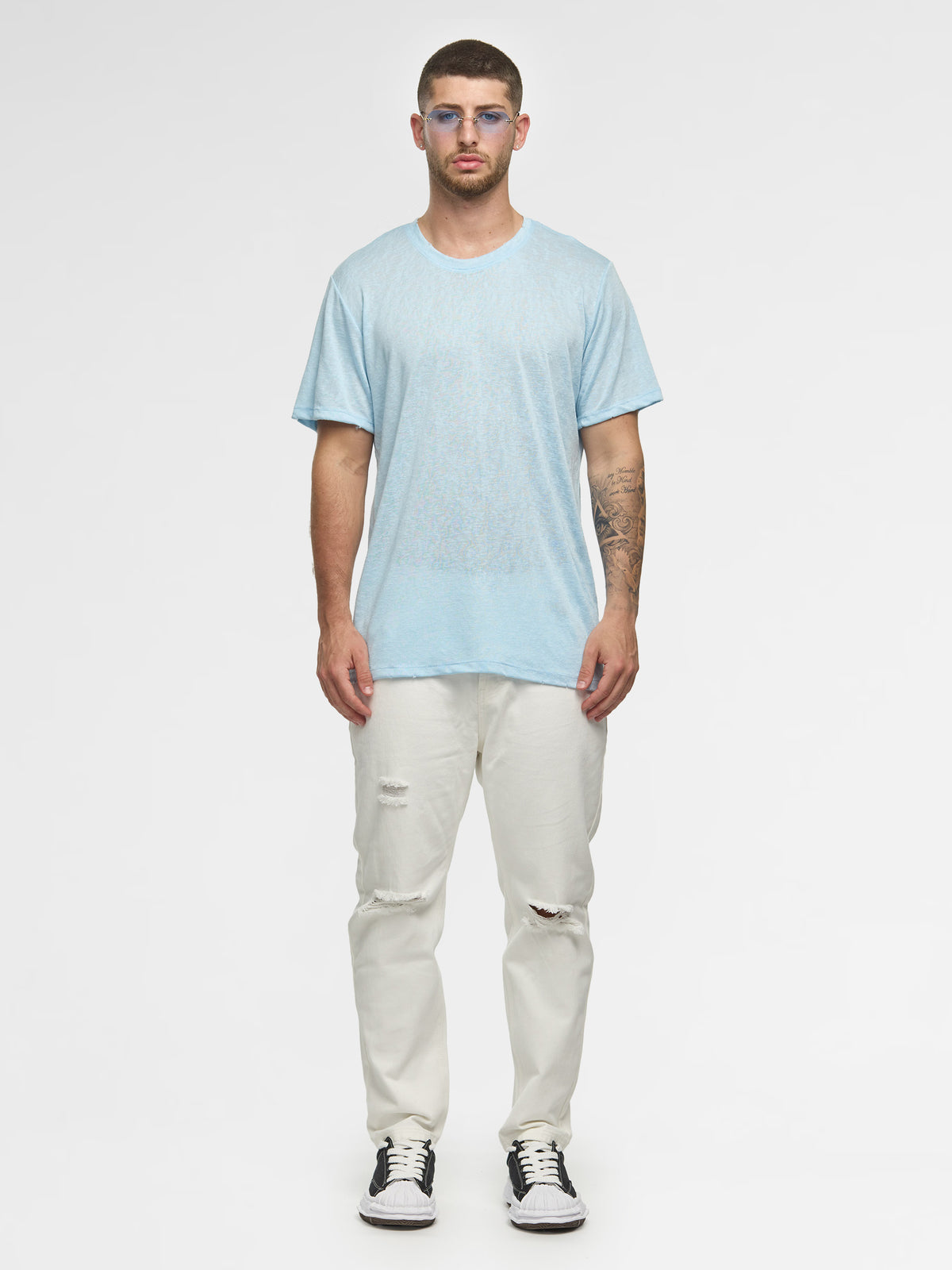 CREW Milano Linen T-Shirt Light Blue