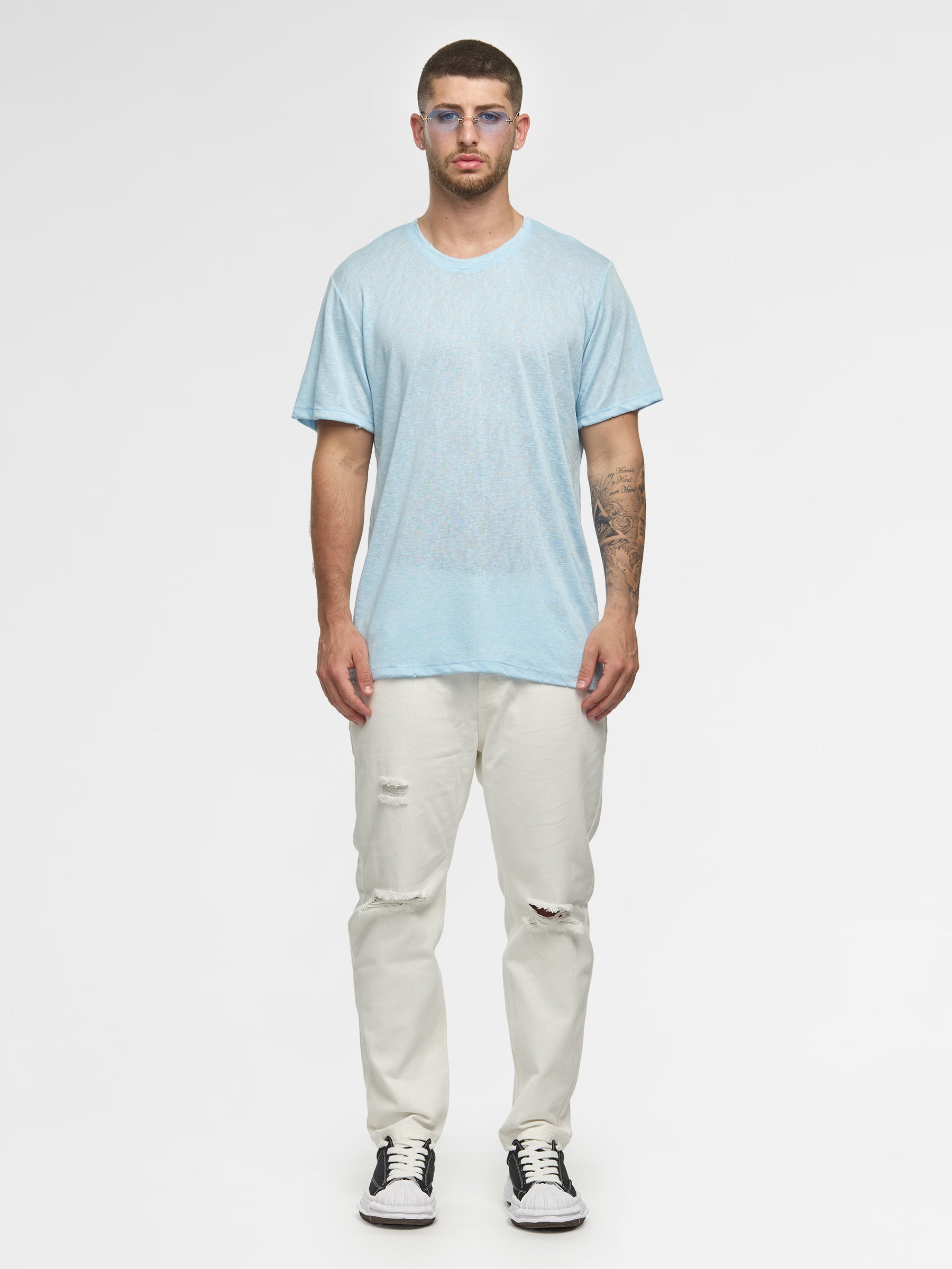 CREW Milano Linen T-Shirt Light Blue