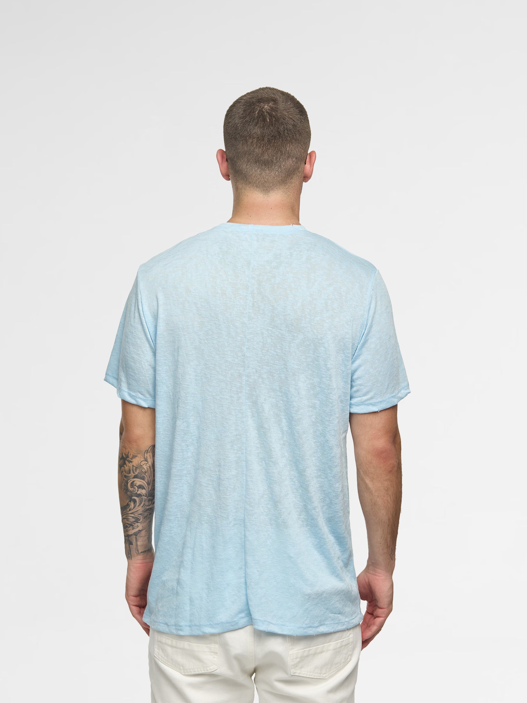 CREW Milano Linen T-Shirt Light Blue