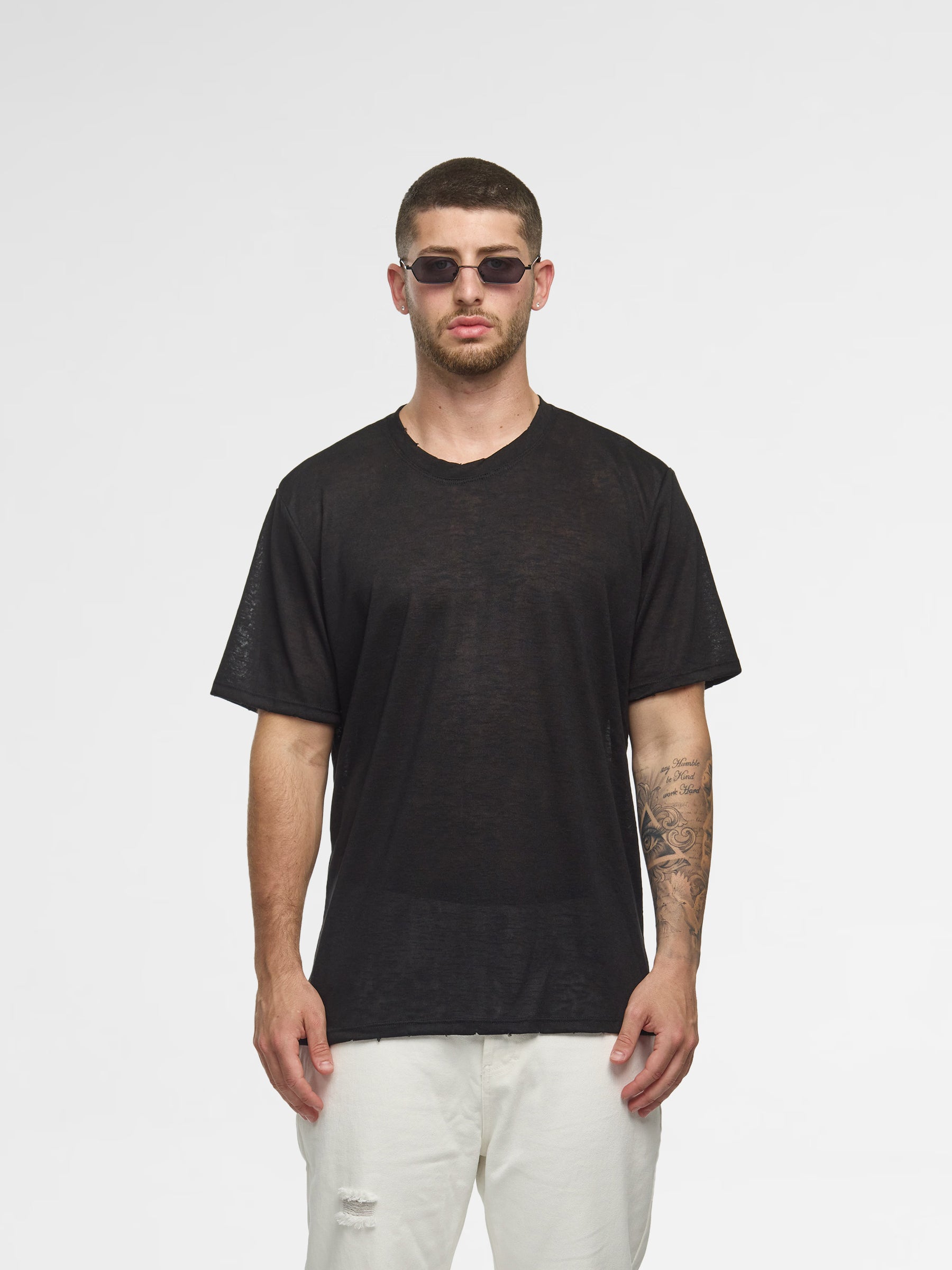CREW Milano Linen T-Shirt Black