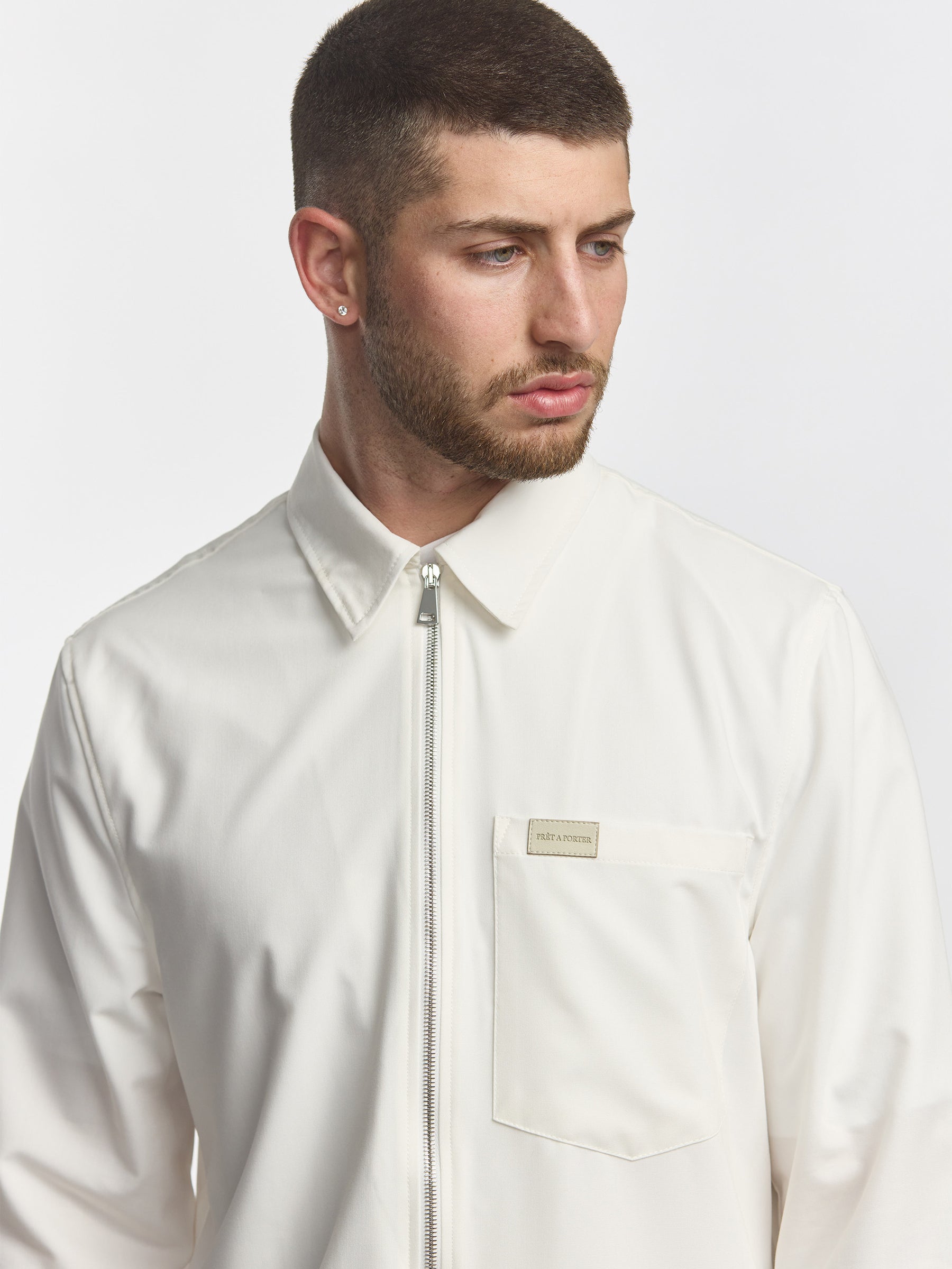 Prêt A Porter Zipper Jacket with Pocket White