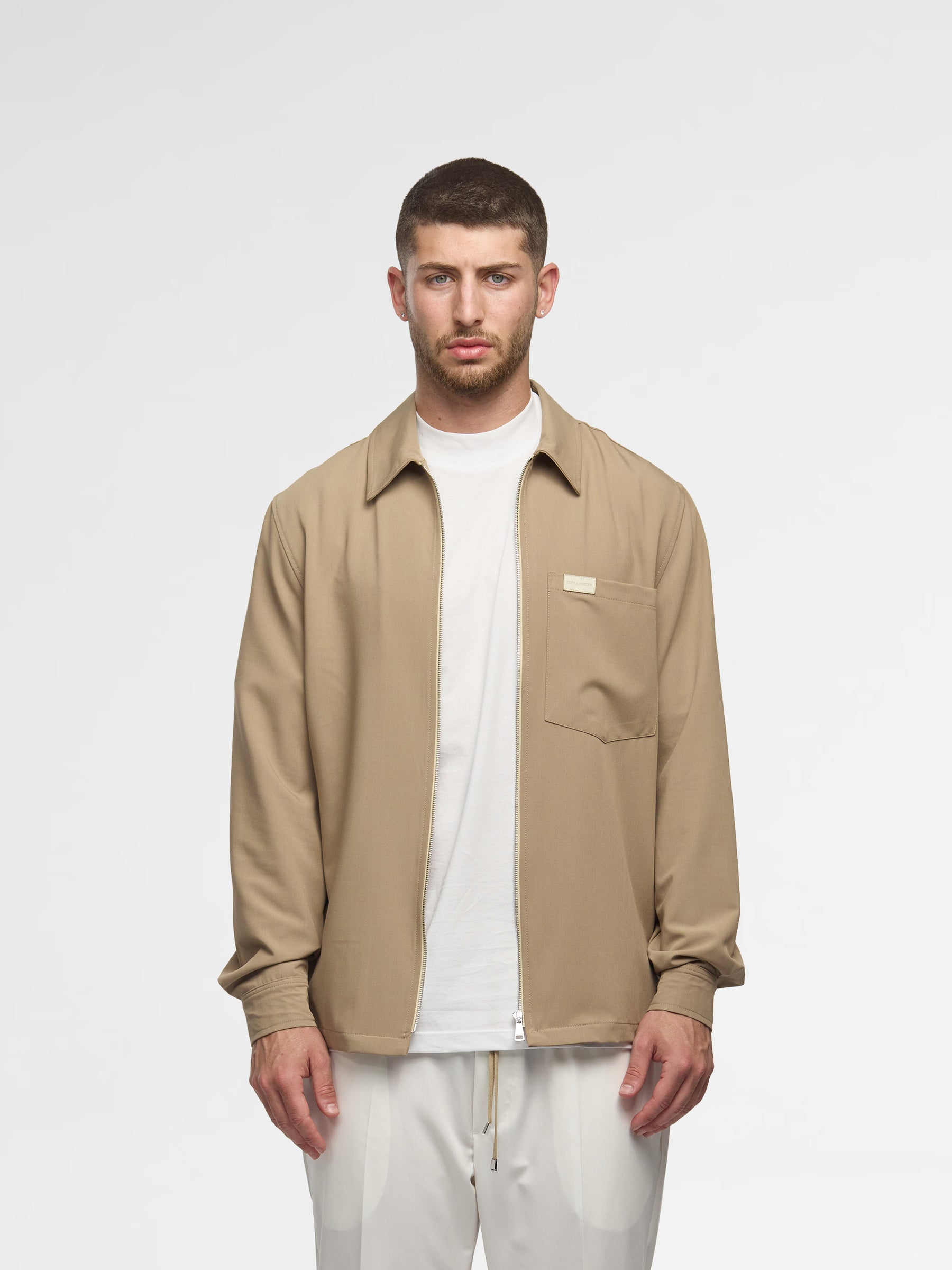 Prêt A Porter Zipper Jacket with Pocket Beige