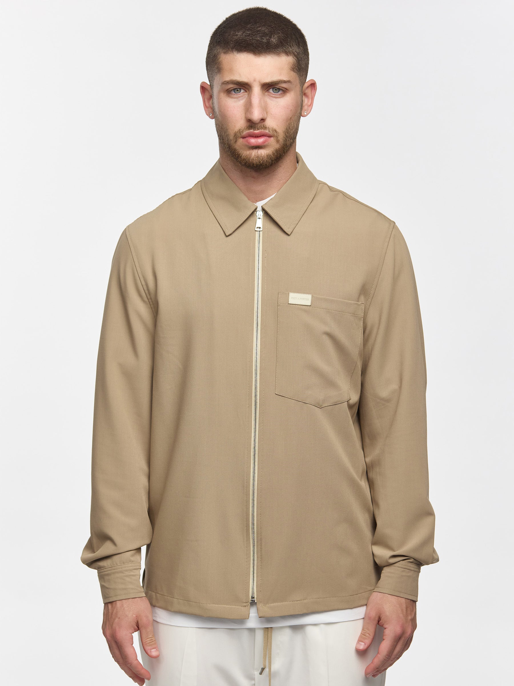 Prêt A Porter Zipper Jacket with Pocket Beige