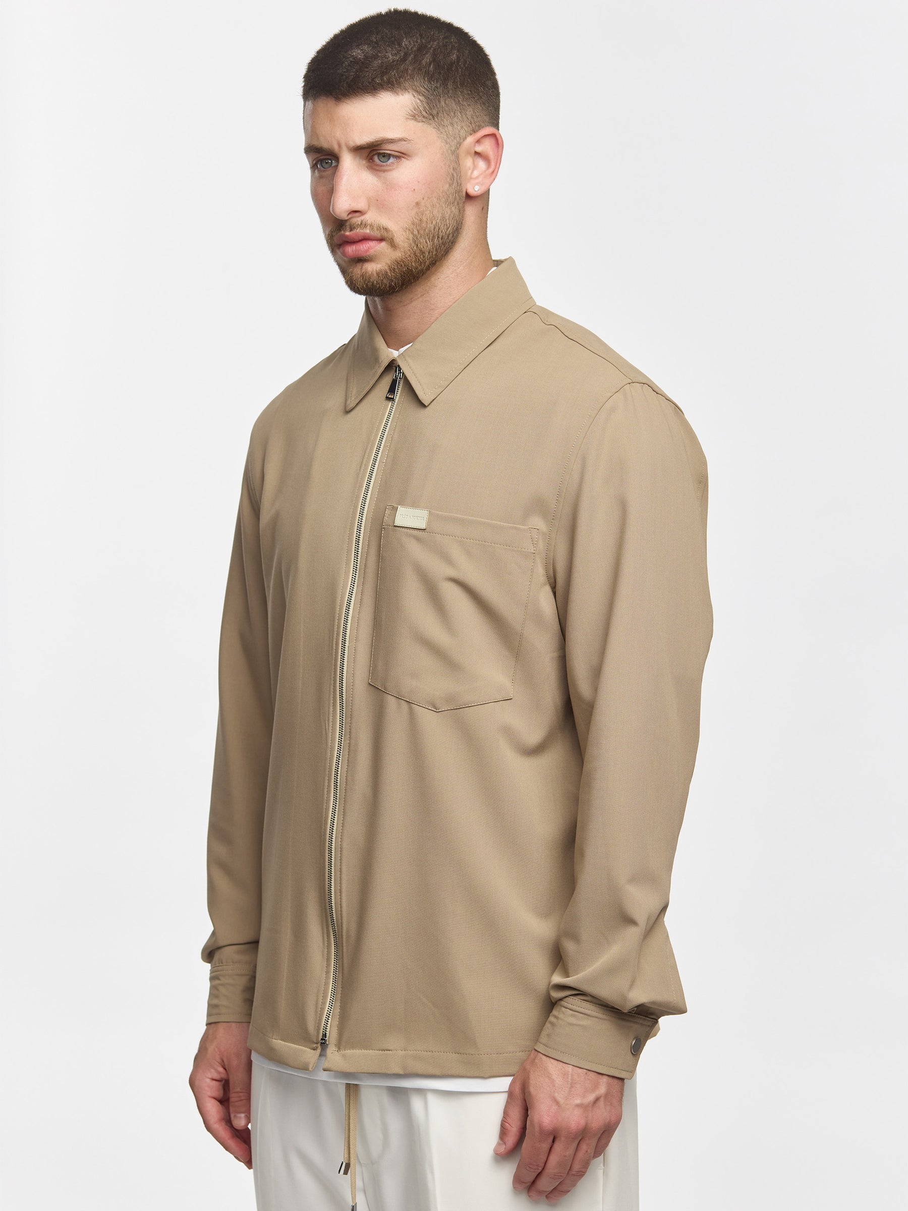 Prêt A Porter Zipper Jacket with Pocket Beige